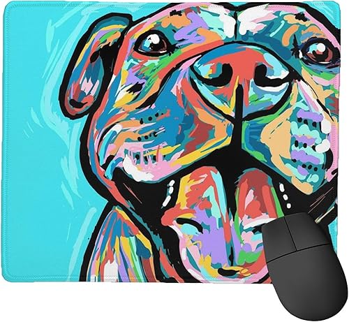 Alfombrilla de mouse Pitbull de colores con borde cosido, base de goma antideslizante para laptop, computadora y PC de 7.1 x 8.7 pulgadas (pitbull