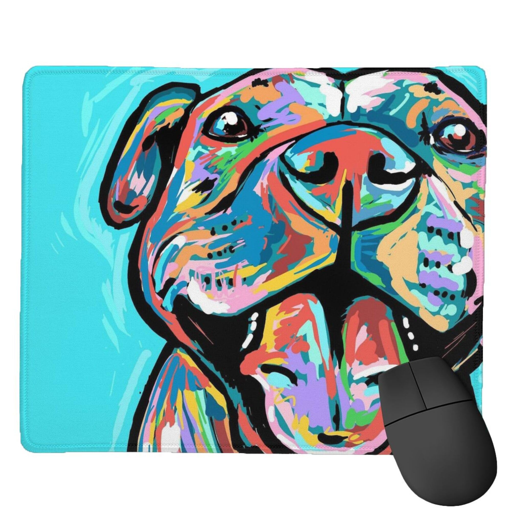 Alfombrilla de ratón de color Pitbull con borde cosido, base de goma antideslizante para portátil, ordenador y PC 18 x 22 cm