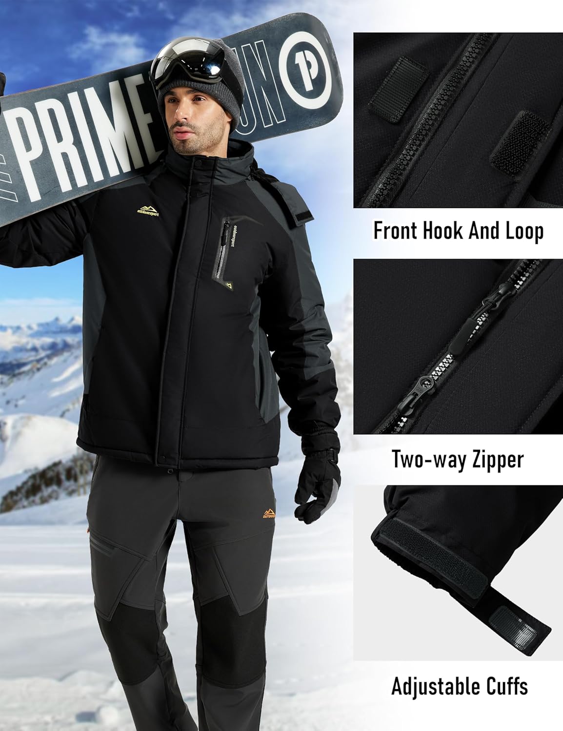 MAGCOMSEN Winter Coats for Men Ski Snow Jacket Waterproof Fleece Insulated Jackets Outdoor Snowboard Warm Parka Raincoat - Image 6