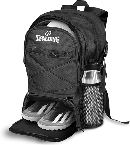 Mochila de Fútbol Spalding, Bolsa Deportiva con Compartimento para Balones y Zapatos, Uso para Bolsas de Atletismo, Balón Deportivo de Baloncesto