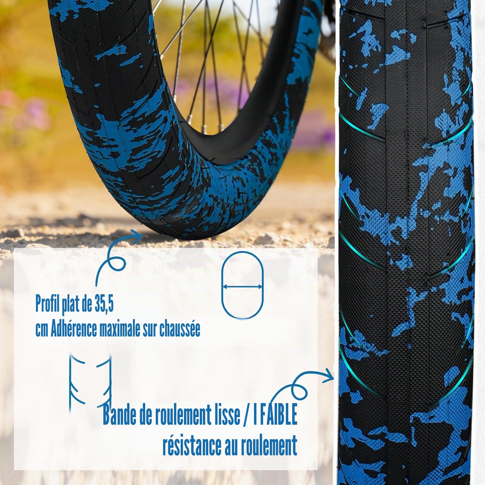 MEGHNA Pneu de VTT 20 x 2,4" (64-406) - Profil solide - Pour VTT, BMX, vélos pliants