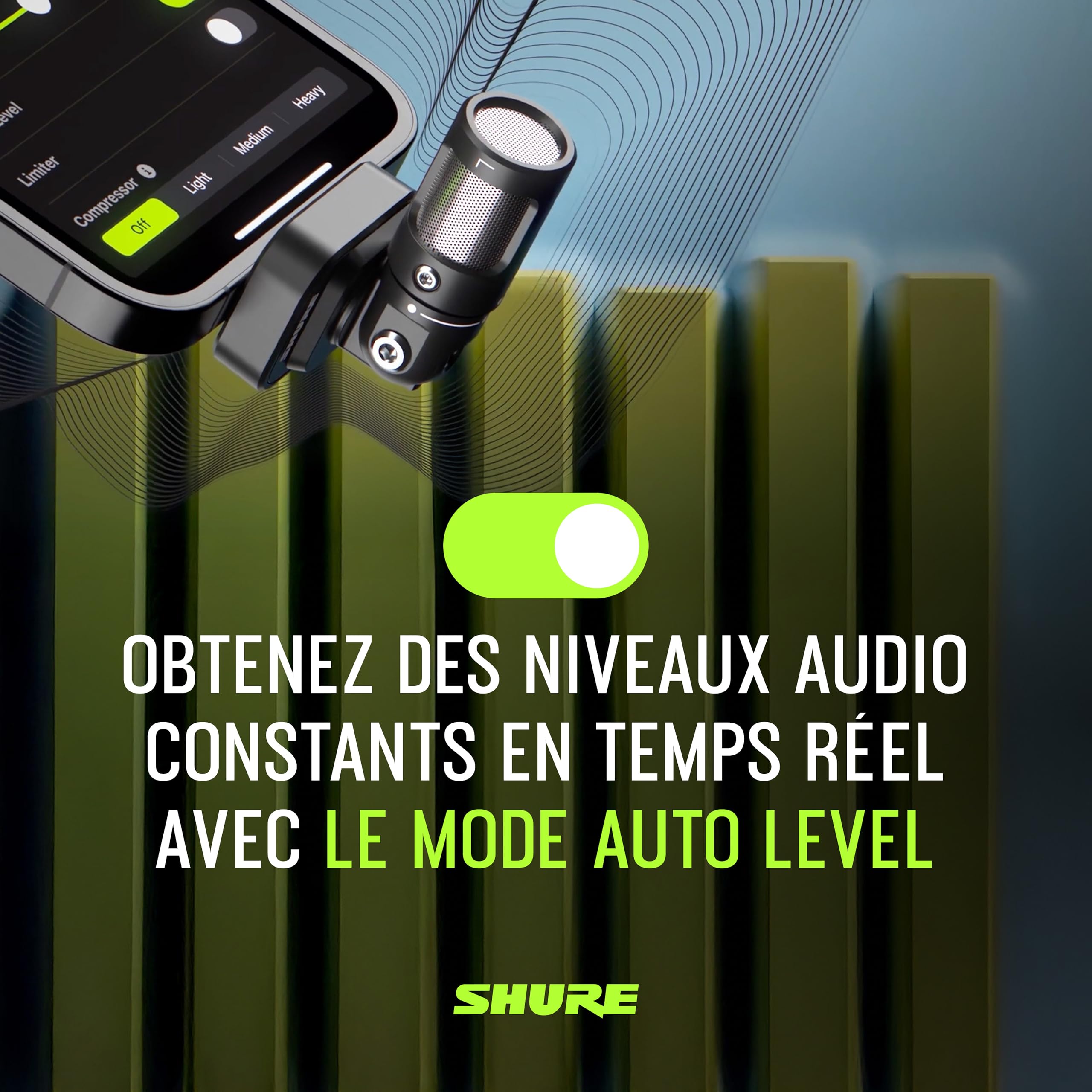 Shure MV88 USB-C Micro, pour iPhone et Android, Microphone d’Enregistrement et Vlogging avec Niveau Automatique, Réduction de Bruit en Temps Réel, 4 Directivités – Noir