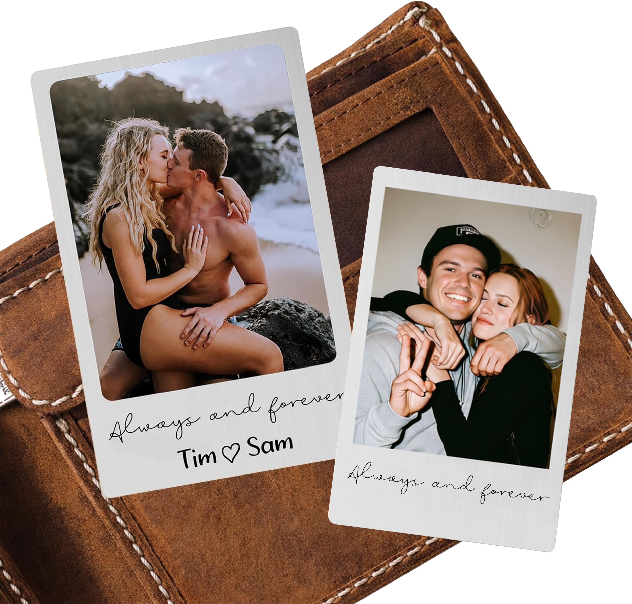 HHLYN14 Personalized Metal Wallet Photo Card for Couples, Custom Valentine Gift, Photo Card Insert, Anniversary Husband Wife, Wallet Accessories For Men, Boyfriend Girlfriend Gifts, s1