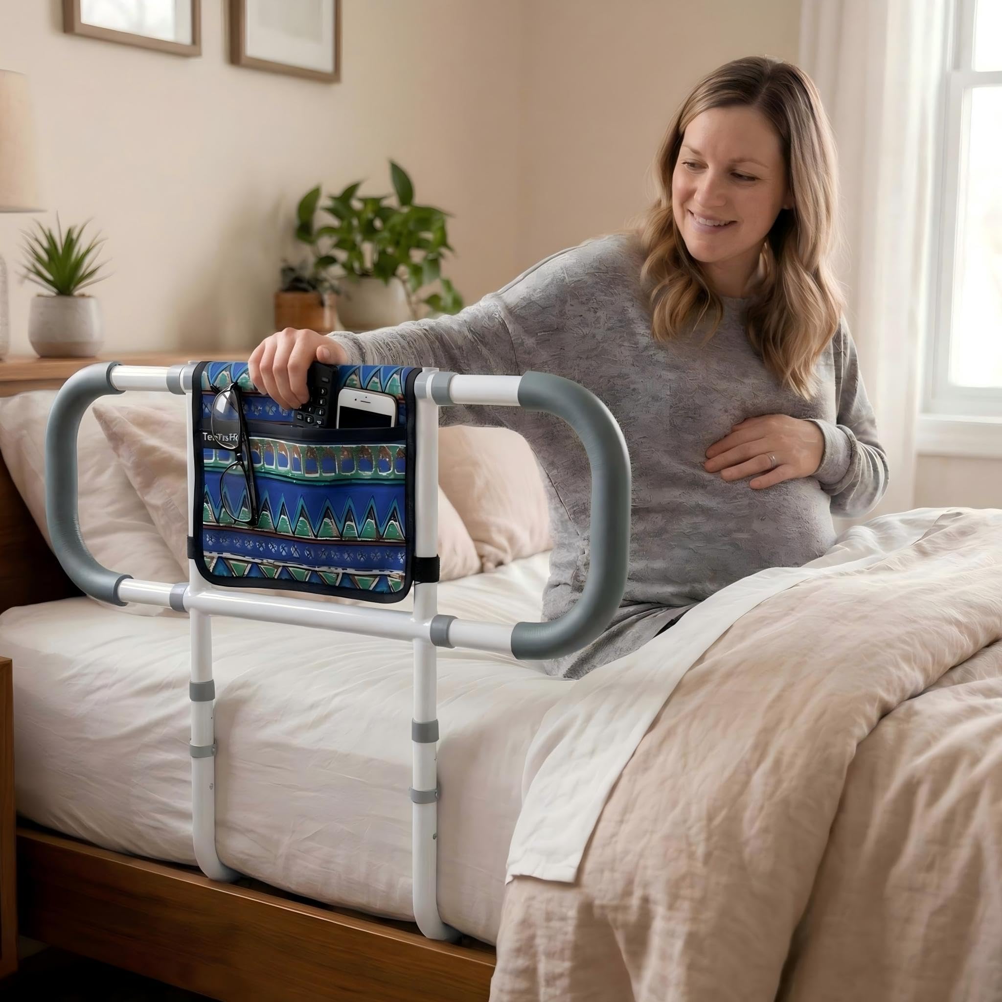 TerseFit Bed Cane Assist Rails for Elderly; Adults Bed Safety Assisting Rails; Bedside Stand Assist Aid Cane Grab Bar for Getting in or Out of Bed;