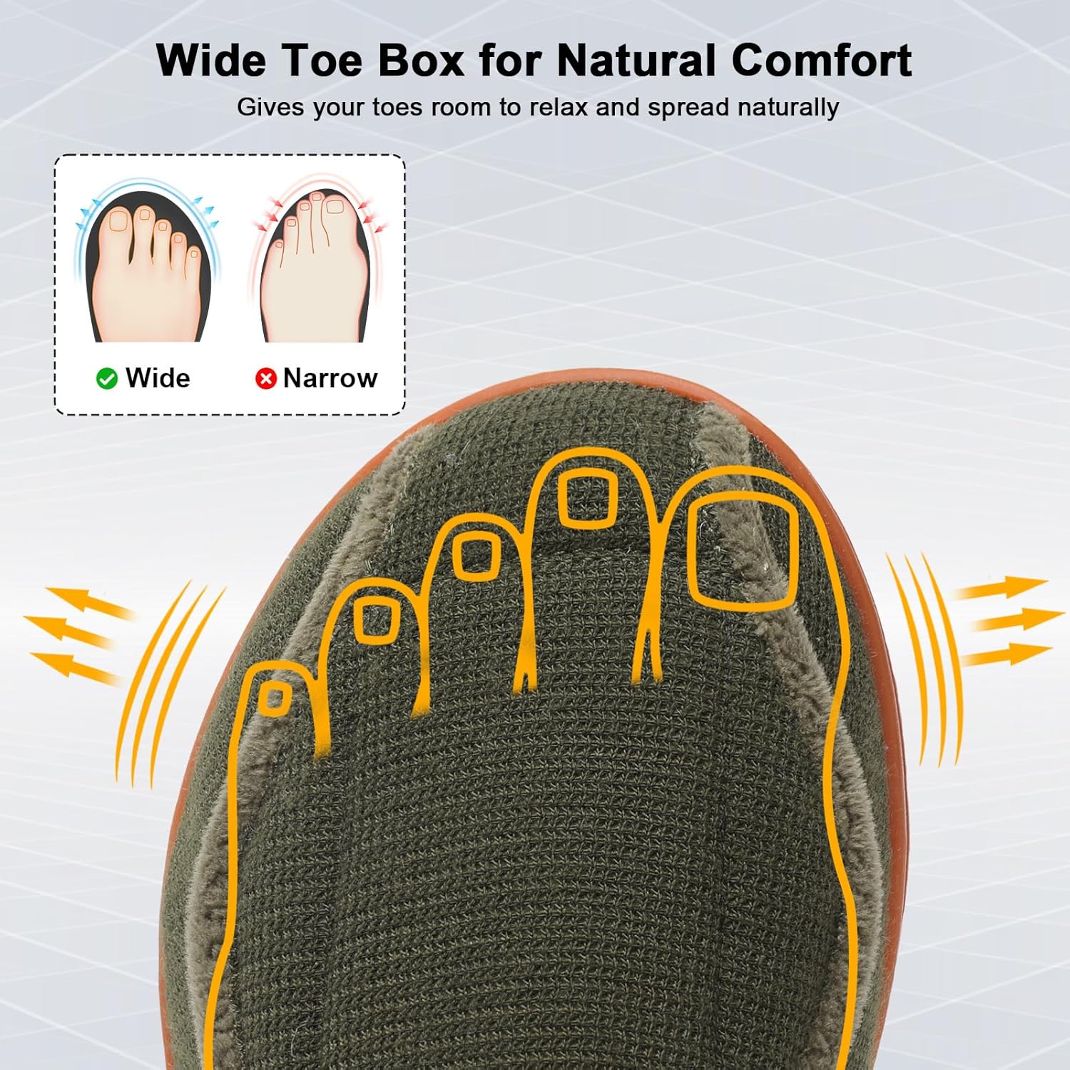 JOINFREE Women Men House Slippers Indoor Slip On Wide Fit Diabetic Shoes Adjustable, Non-Slip Cozy Comfort Home Slippers Shoes for Swollen Feet, Edema, Elderly, Preganant Army Green Size 12 - Image 3