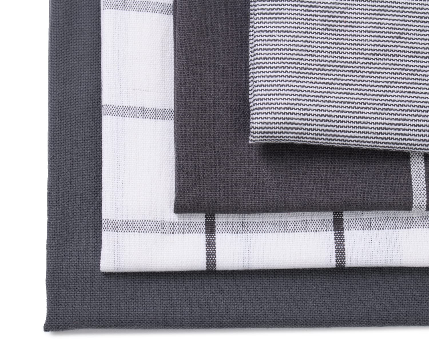 Gözze - Lot de Torchons, 4 pièces, 100% coton Tissu Jacqaurd, haute densité (200 g/m²), 50 x 70 cm - Anthracite