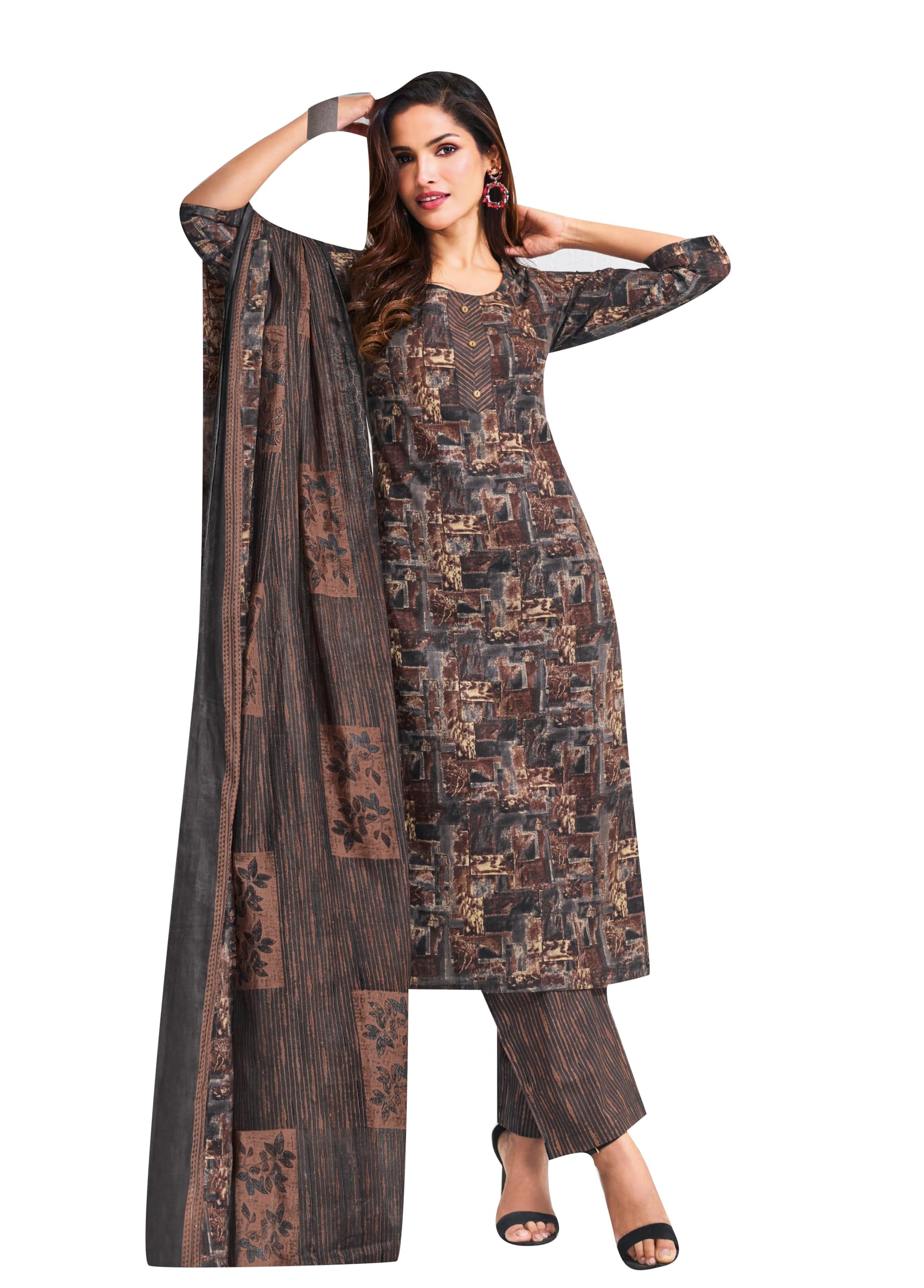 100% Cotton Bandhani Style Printed Salwar Kameez | Ethnic Kurta, Pants & Dupatta Traditional Womens Salwar Suit Set