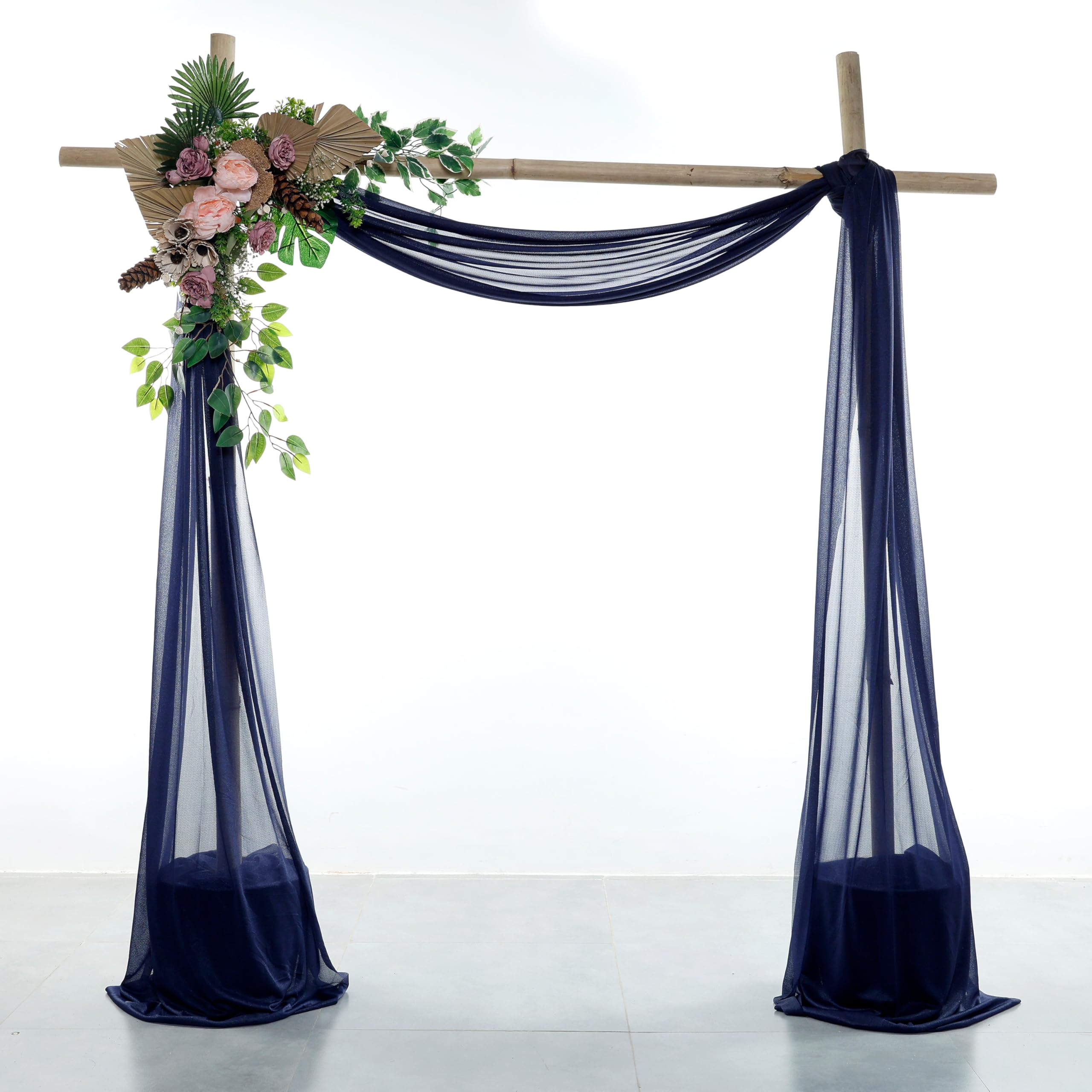 VDS Pack of 1 Panel (30 Inch X 50 Feet) Wedding Arch Draping Fabric Sheer Chiffon Fabric Drapery for Wedding Ceremony Reception Swag Backdrop Canopy Chuppah ARBO Altars Decoration (Navy Blue) — image 1