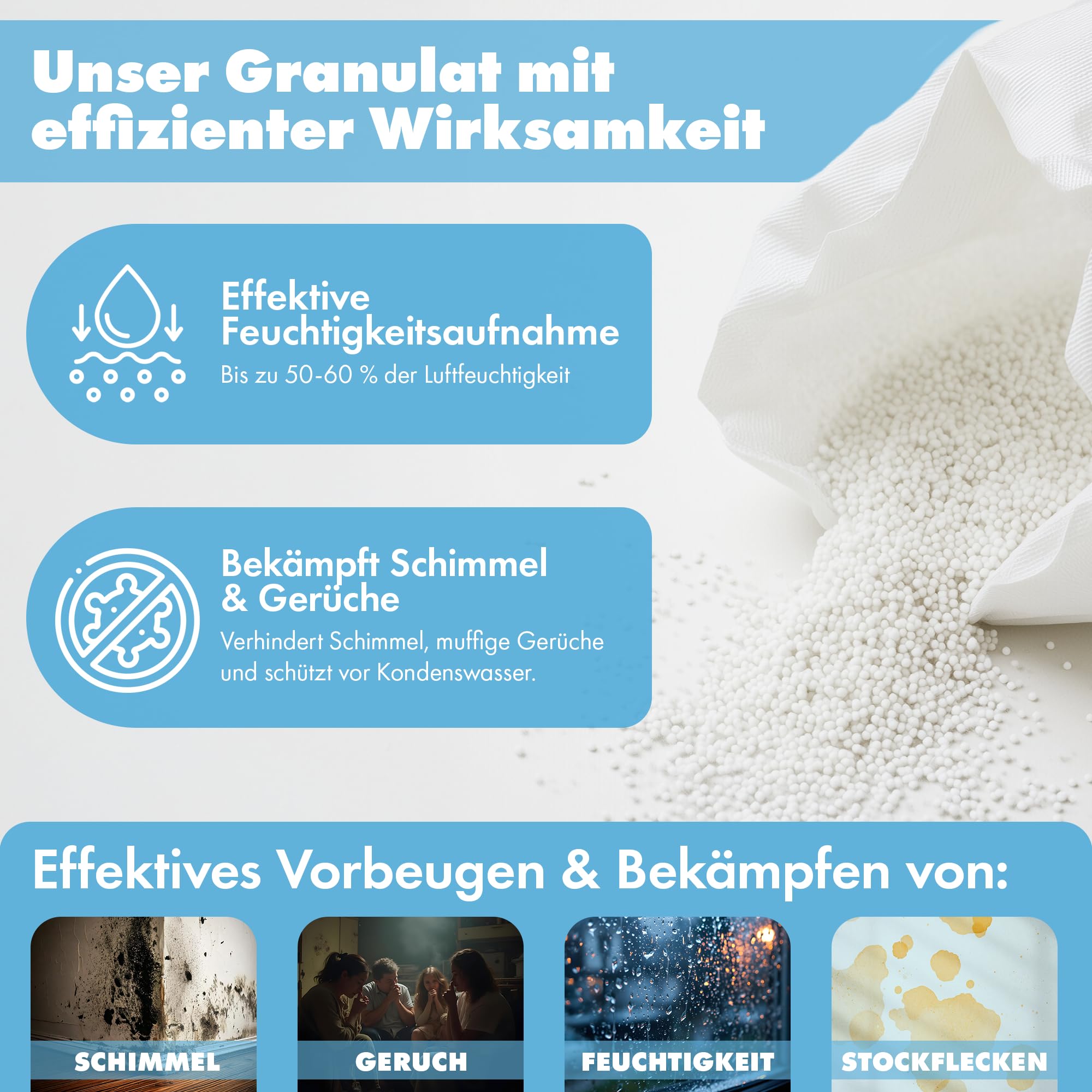 2x XXL Raumentfeuchterbox und 10x 1kg Ultrapower Luftentfeuchtergranulat, Luftentfeuchter-Komplettset, Raumentfeuchter im Vliesbeutel, Staffelpreis, für Auto, Schlafzimmer, Keller