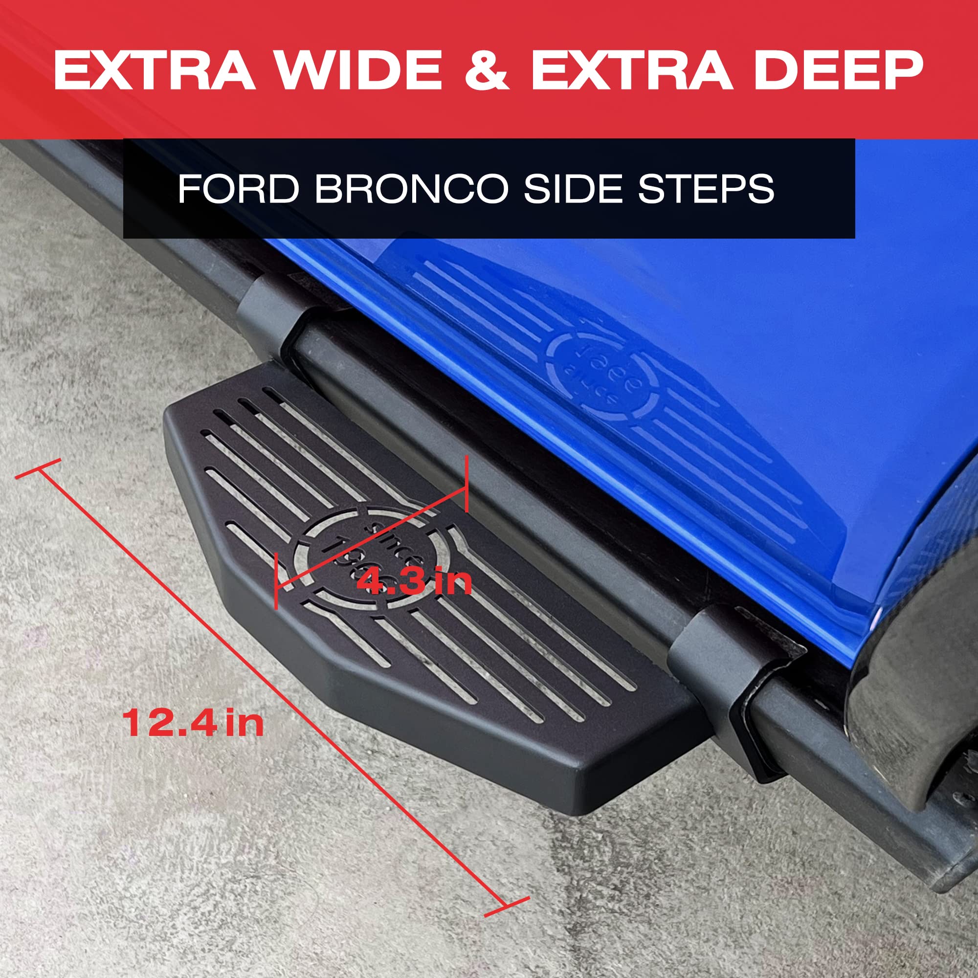 Side Steps Compatible With Ford Bronco W/OEM Rock Rails Ford