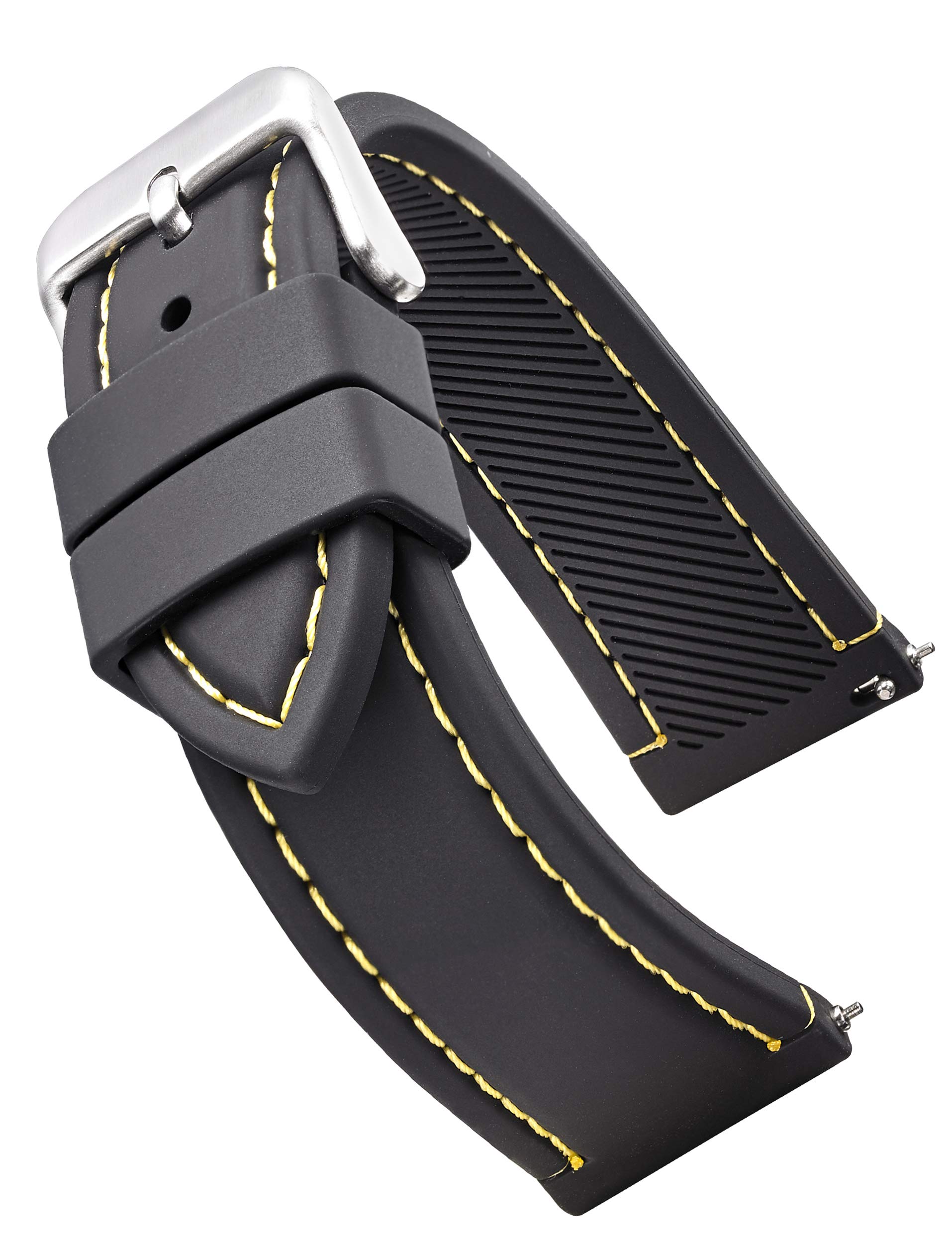 ALPINE Sporty Smooth Silicone Stitched Watch Band - Replacement Rubber Watch Bands - Quick Release Waterproof Watch Straps for Women & Men -