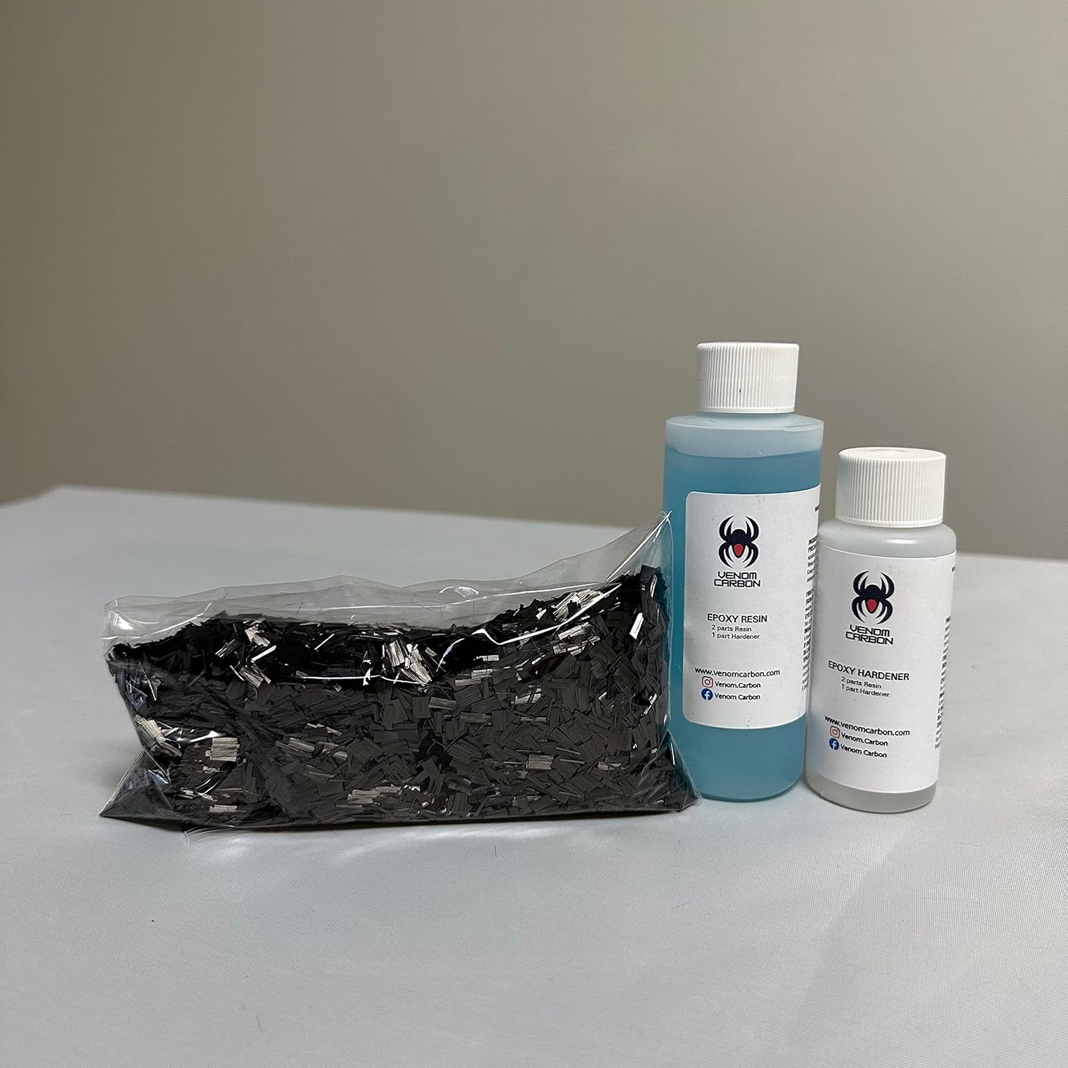 1/4lb - 1/4" Chopped Carbon Resin Kit (Making Forged Composites for Automotive, Marine, Motorcycles, Phone Cases, Knife Handles, Gun Stock, and Art)