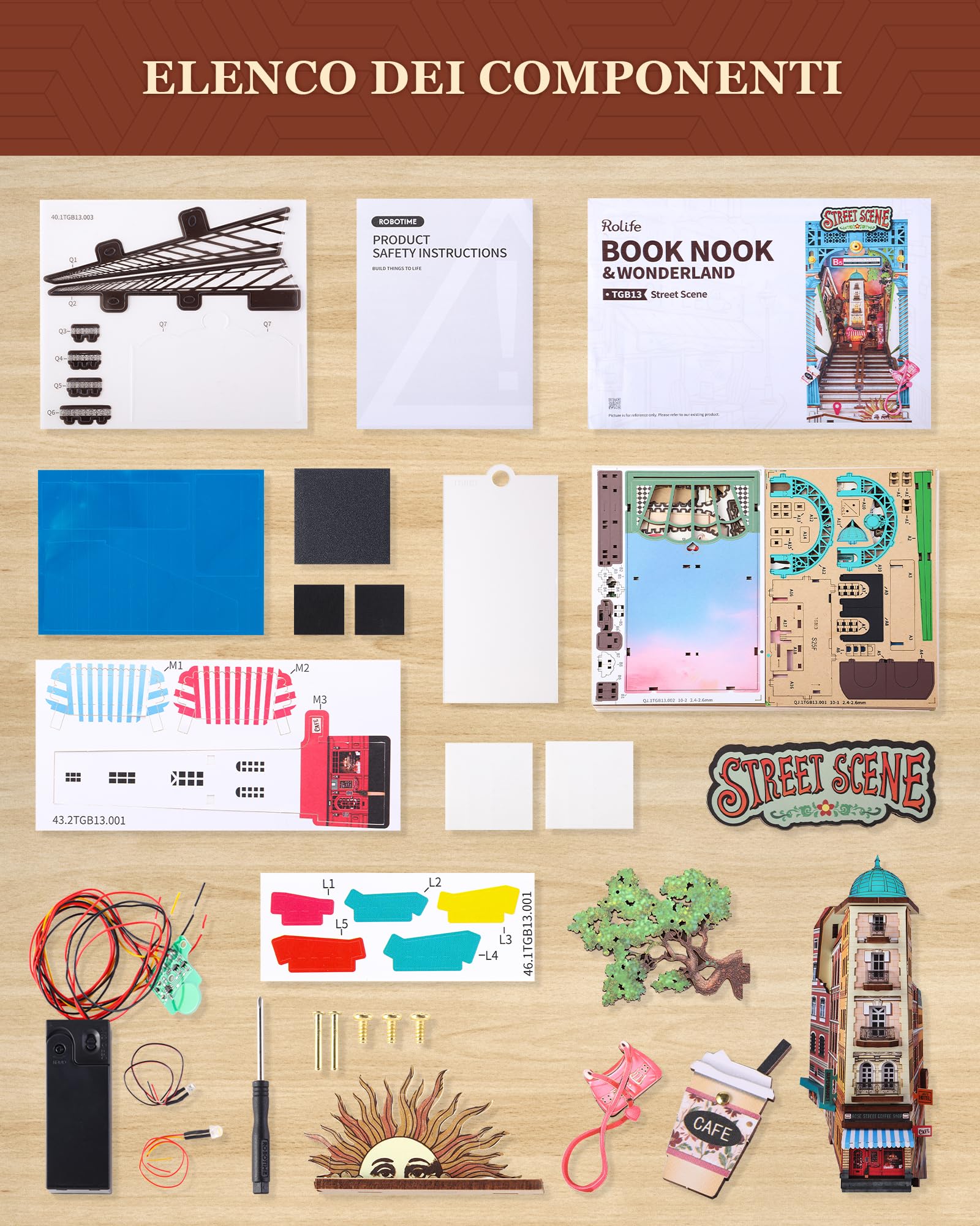 Rolife Book Nook Street Scene, Kit Casa Miniatura DIY con Luci, Booknook per Adulti da Costruire, Supporto per Libri in Legno 3D da Collezione & Decorazione per Libreria, Regali di Compleanno e Natale