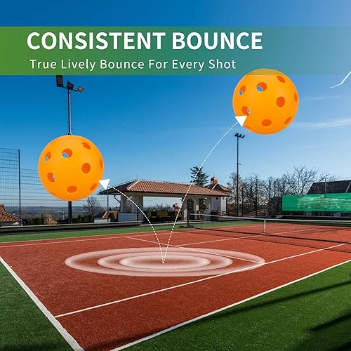 Miniatura 3 de CAMSOON Bolas de pickleball naranjas para interiores de 26 agujeros para interiores, color naranja brillante, paquete de 6 bolas de remo USAPA,