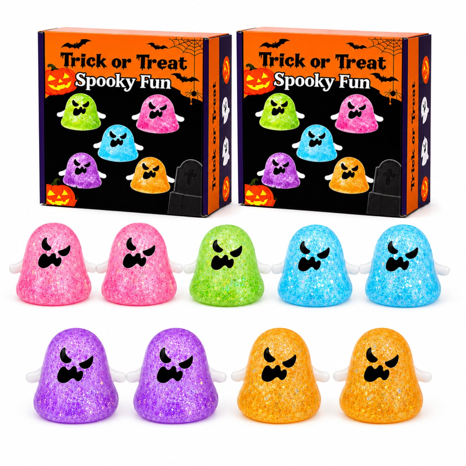 Lot de Squishies Halloween, Coffret Anti-Stress à Presser