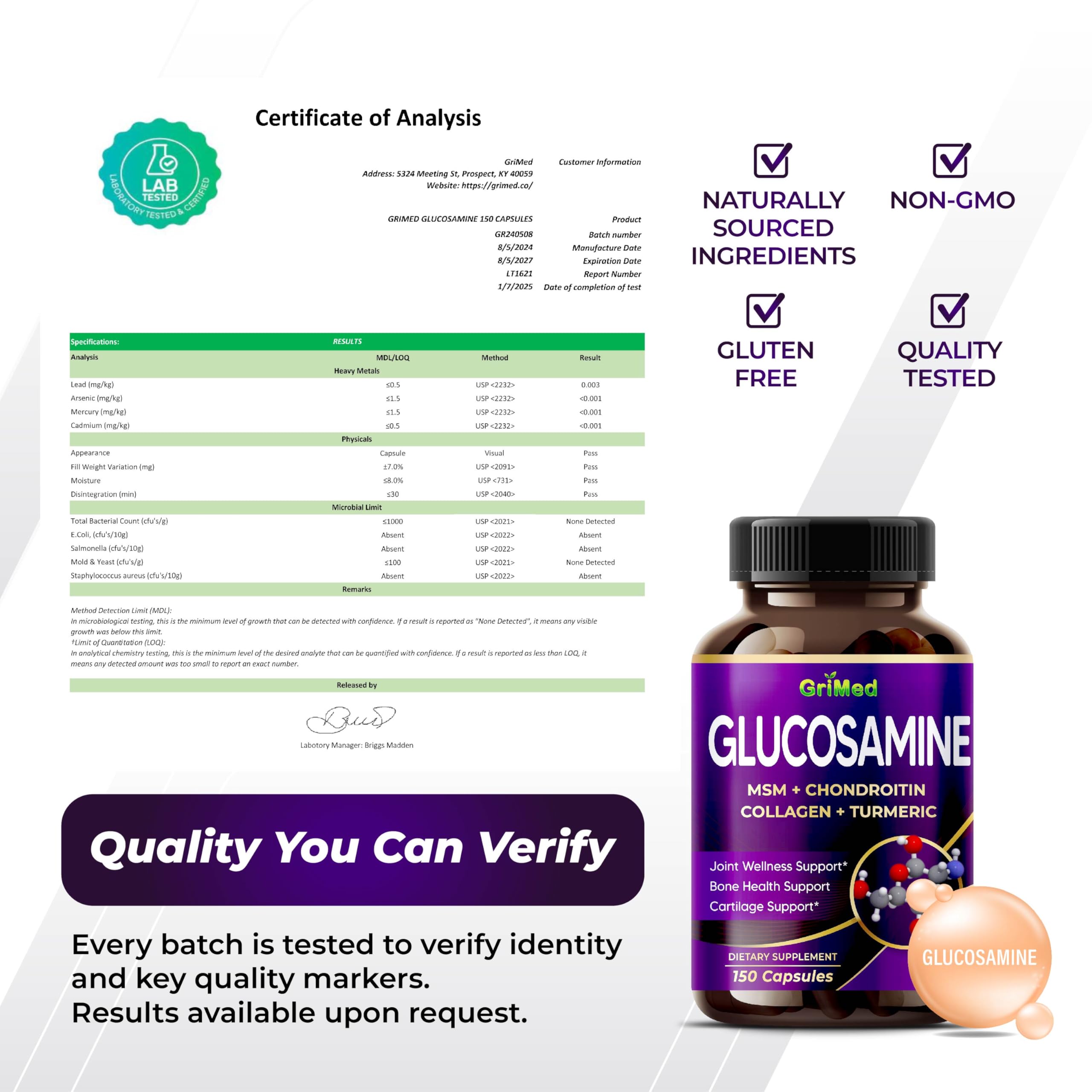 GriMed Glucosamine Complex 8-in-1 with MSM & Chondroitin, 150 Capsules — Amazon image 8