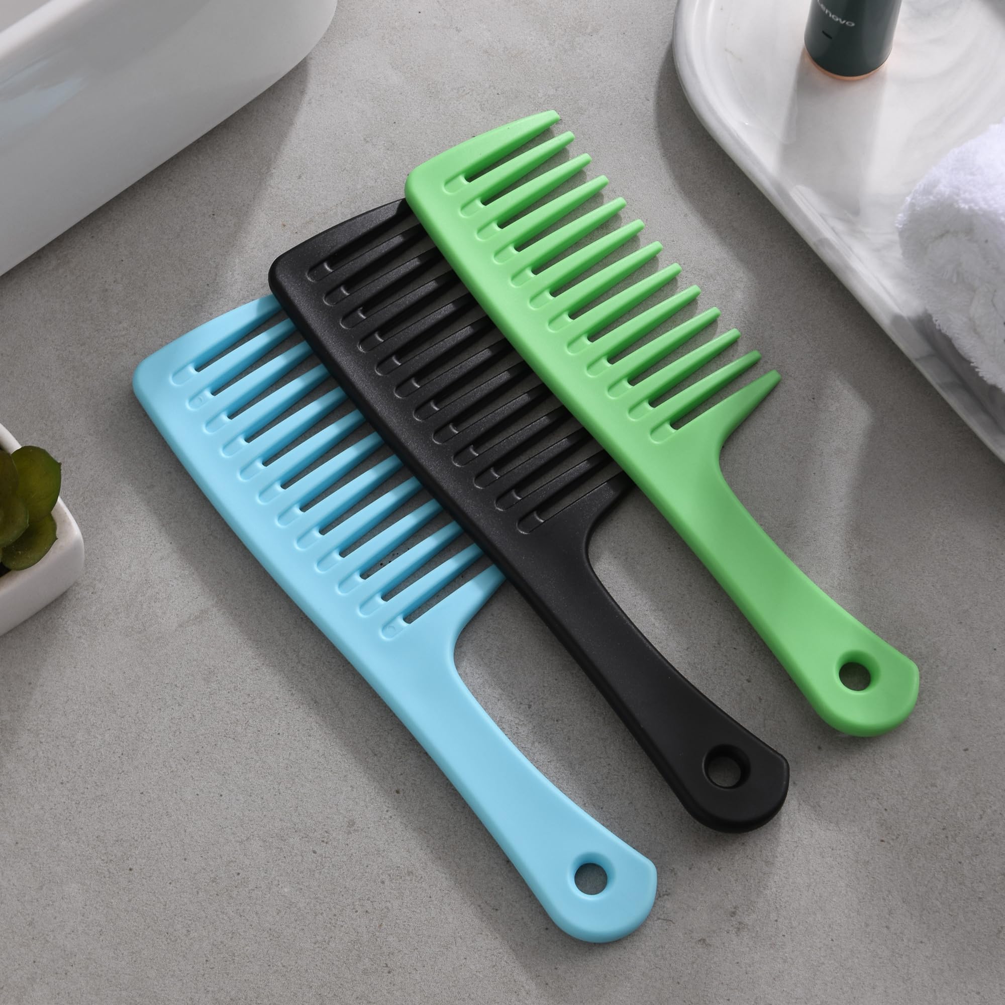 Breiter Zahnkamm und großer Haarentwirrungskamm, langlebige Haarbürste für bestes Styling und professionelle Haarpflege, geeignet für lockiges Haar, langes Haar, nasses Haar in allen Arten, reduziert