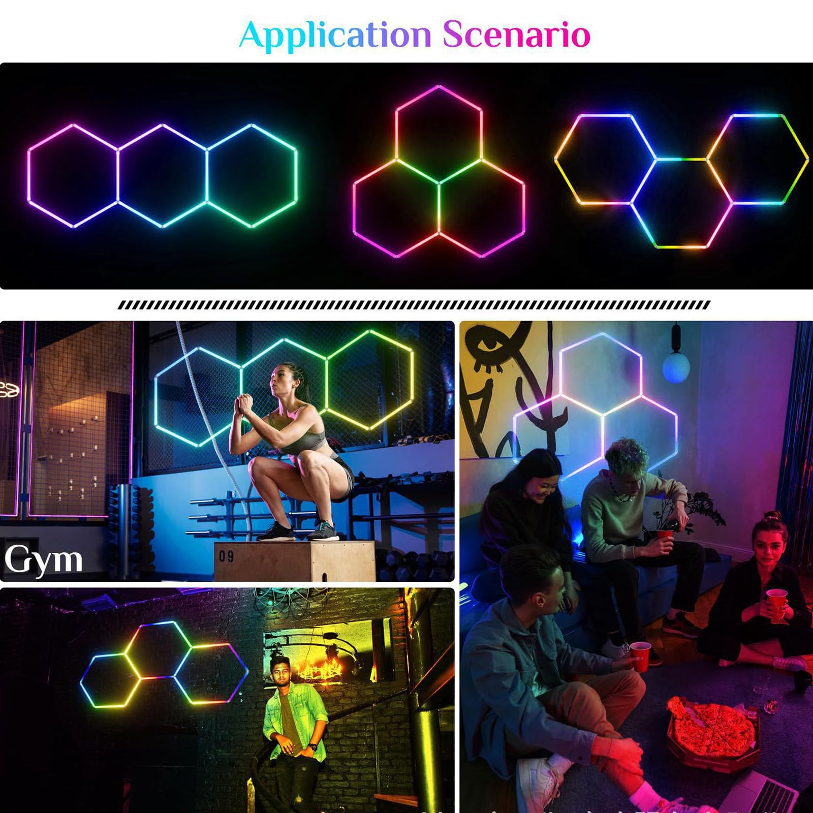 Oświetlenie stacji kosmetycznej RGB Wash LED do auto detailingu Lampa sufitowa Hexagon Honeycomb do samochodu do garażu Hexagon