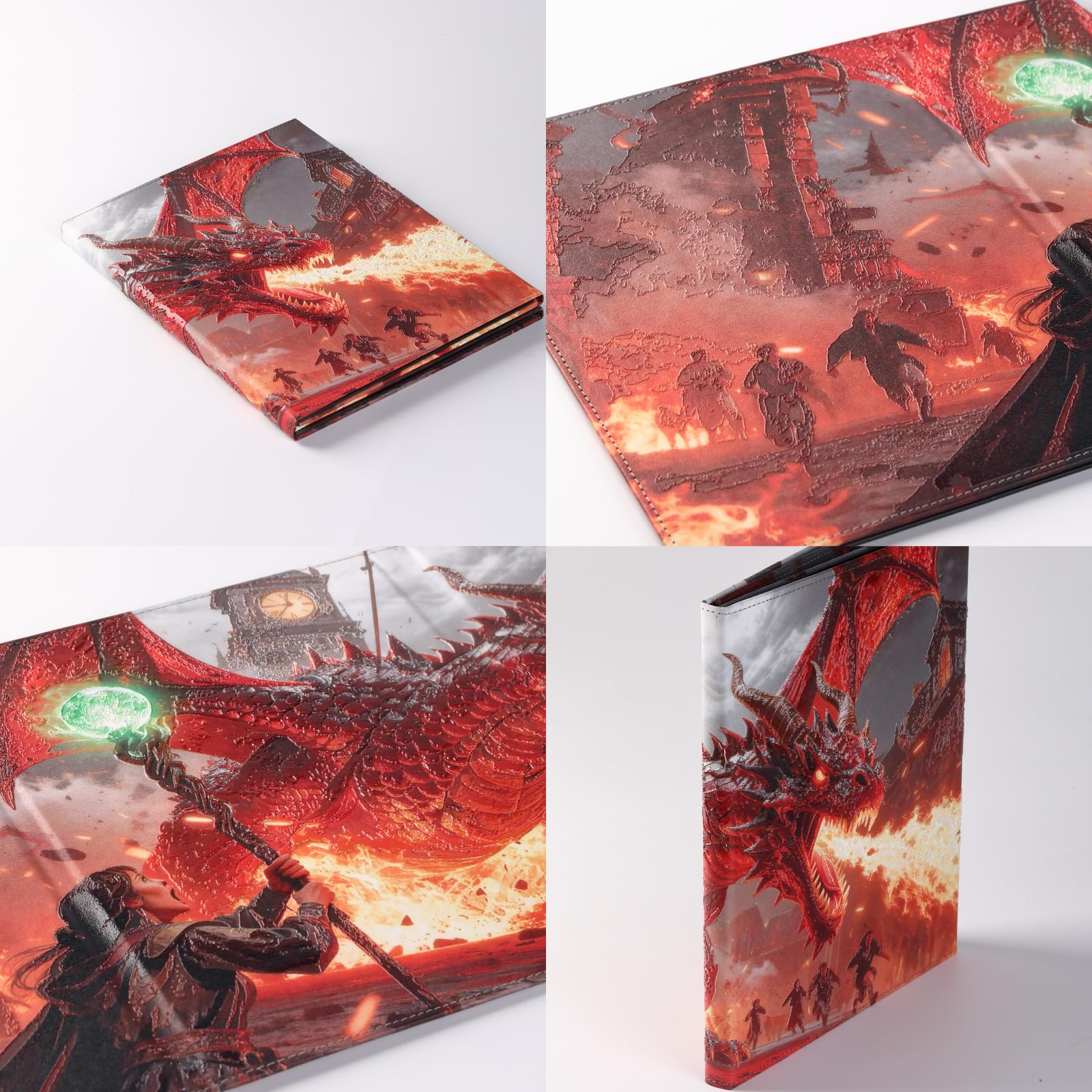 DND DM Screen pittura a olio effetto rilievo 8 pannelli con 2 tasche cancellabili a umido oscillanti e fogli per trucchi Dungeon Master Accessori Dungeon Master Dungeons and Dragons 5e Schermo GM D&D