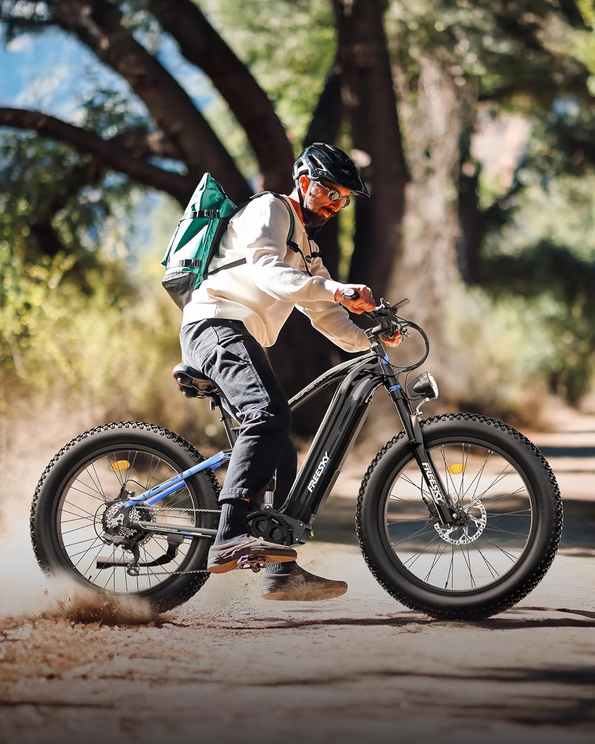 Diagram showing the dimensions and recommended rider height for the FREESKY Eurostar Ultra electric bike.