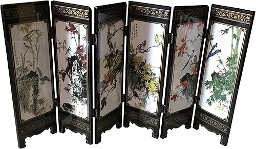 Decoraciones para el hogar, divisor de 6 paneles, mini pantalla plegable, laca china, mini pantalla plegable de escritorio, adornos de Feng Shui,