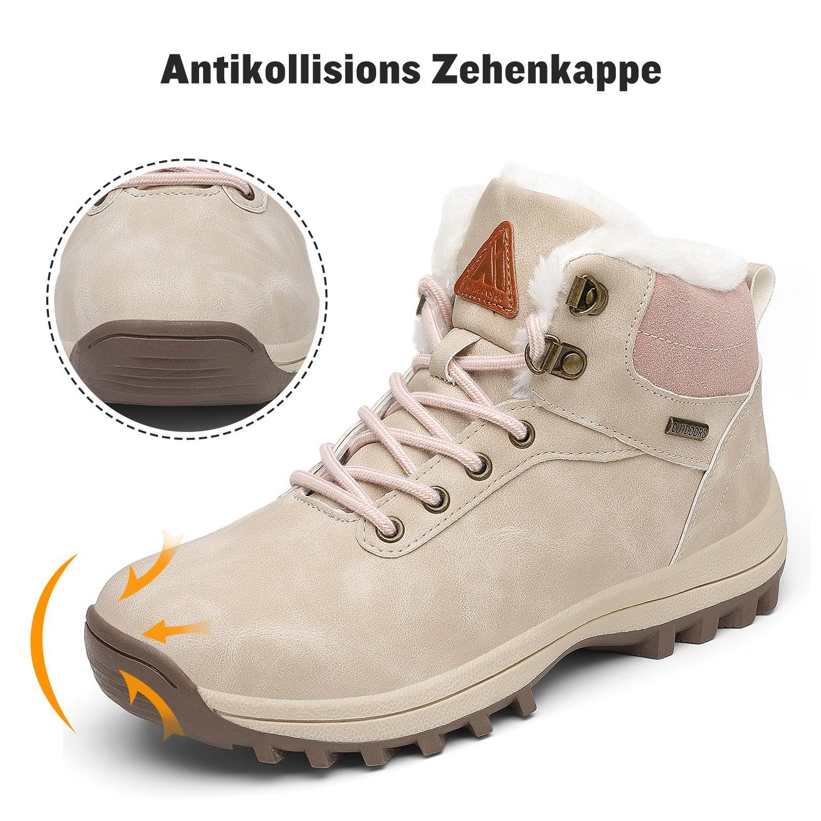 Mishansha Scarpe Uomo Donna Invernali Impermeabili Antiscivolo Stivaletti Invernali con Pelo, Gr.36-48