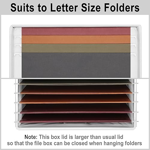 Miniatura 3 de Caja organizadora de archivos, caja de almacenamiento plegable con tapa para carpetas colgantes de tamaño legal, carpetas decorativas de lino, caja