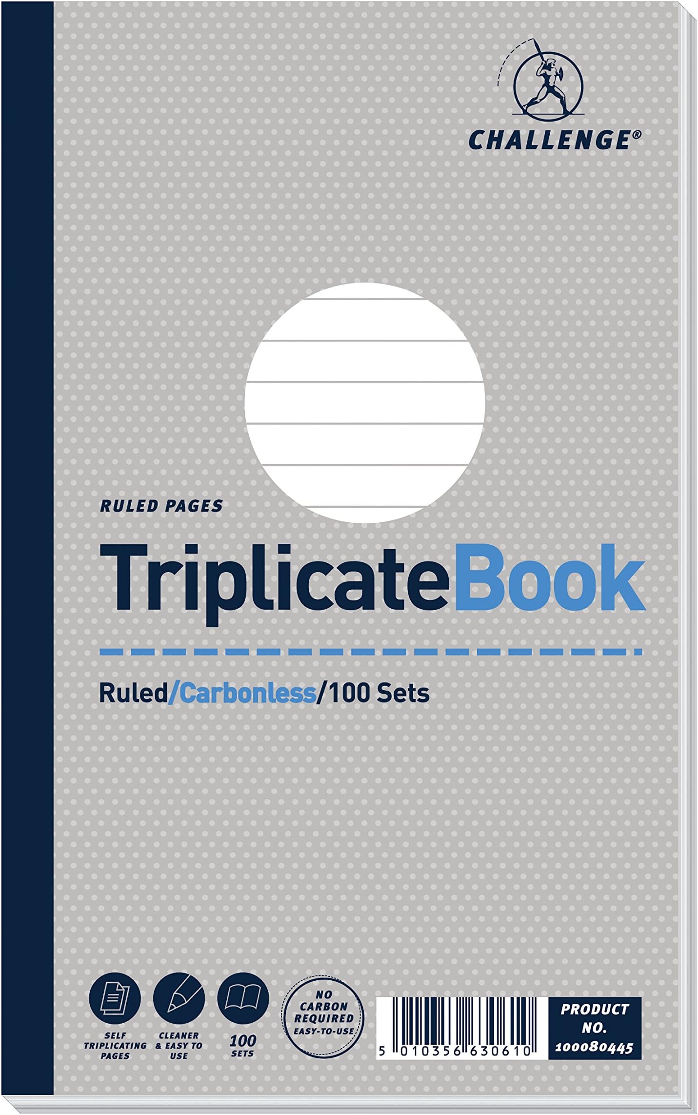 Challenge Triplicate Book, Carbonless, 100 Pages, 5 pack (210 x 130 mm)