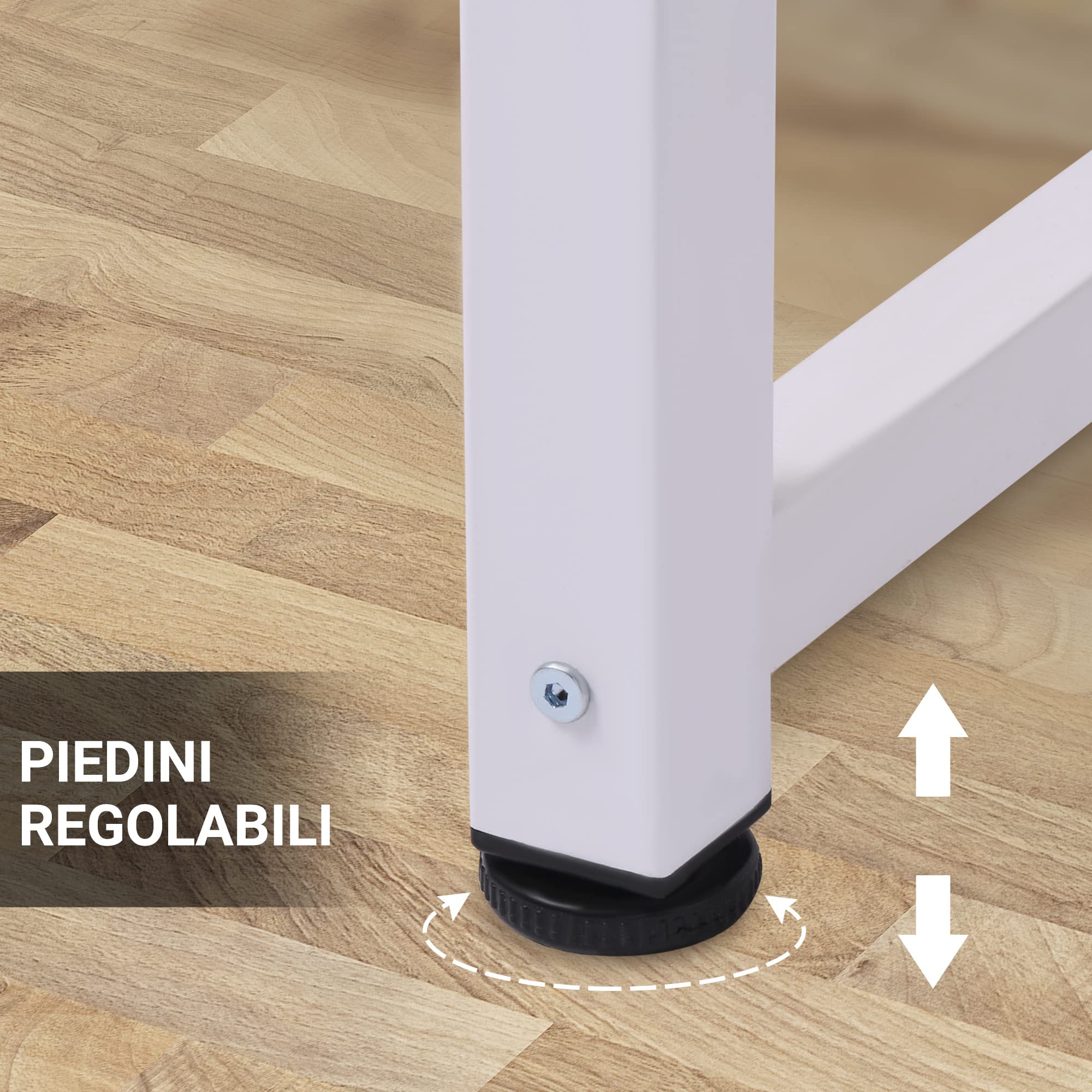 HOMCOM Scrivania per Computer Salvaspazio 120x60x76 cm Rovere e Bianco | Piedini Regolabili, Tavolo Scrittoio, Scrivania PC per Gaming, Casa, Sala da Pranzo, Studio e Ufficio