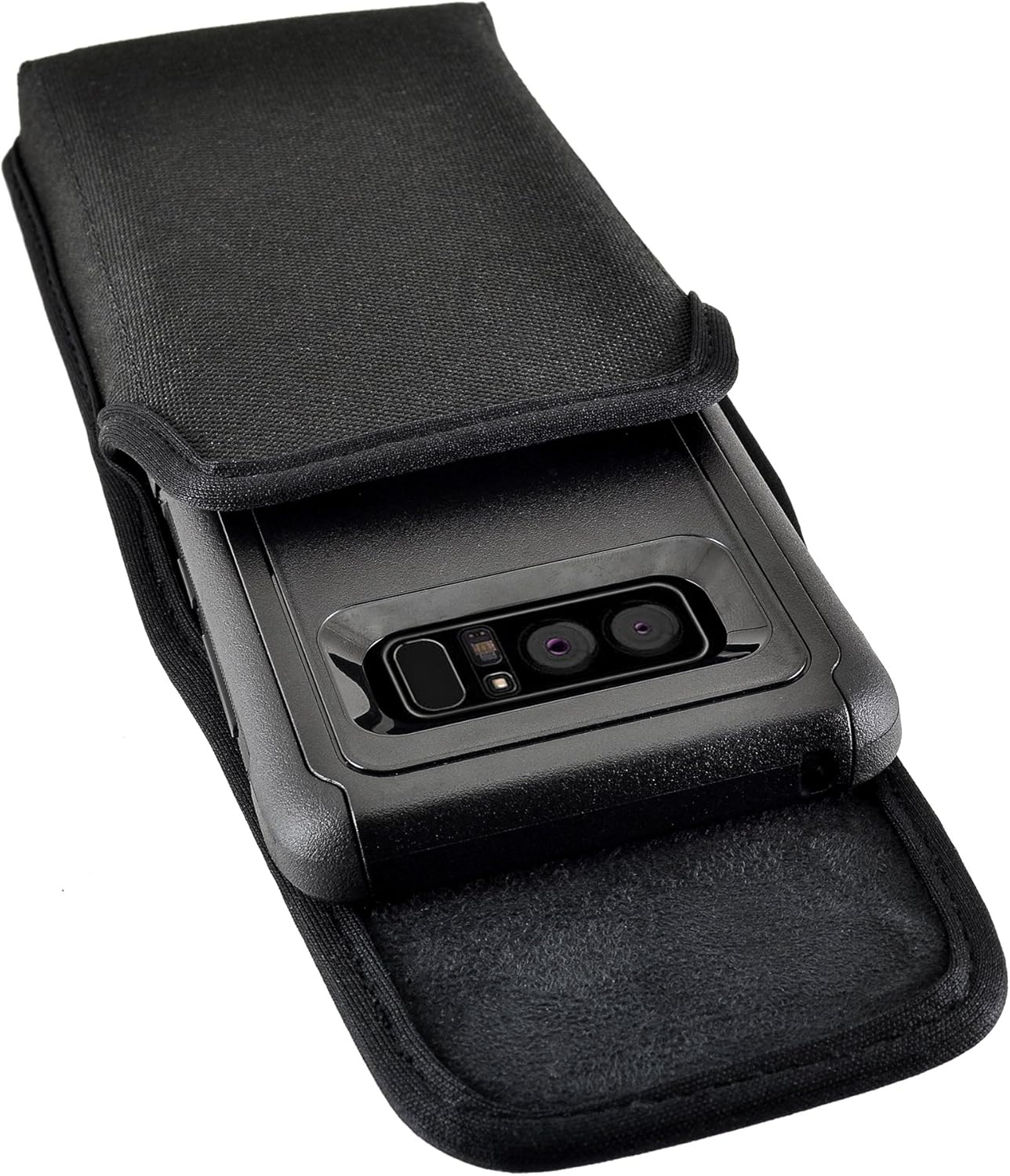 Turtleback Belt Clip Case Compatible with Samsung Galaxy Note 8 w/OB Commuter case Black Vertical Holster Nylon Pouch with Heavy Duty Rotating Belt Clip