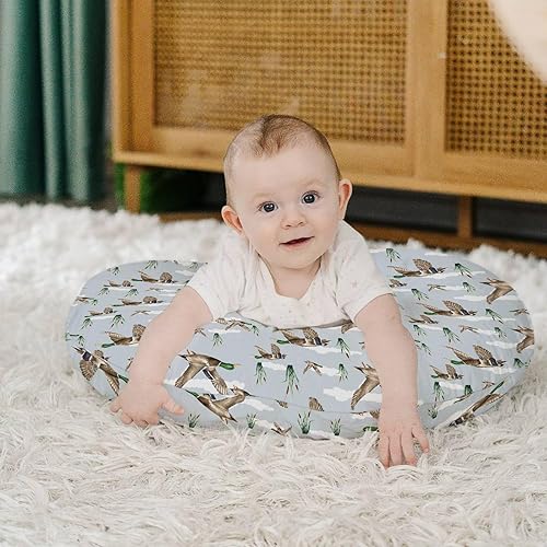 Miniatura 4 de HawSkgFub Funda de almohada de lactancia de caza de pato para bebés y niños, funda de almohada de lactancia azul con cañas de pájaros salvajes,