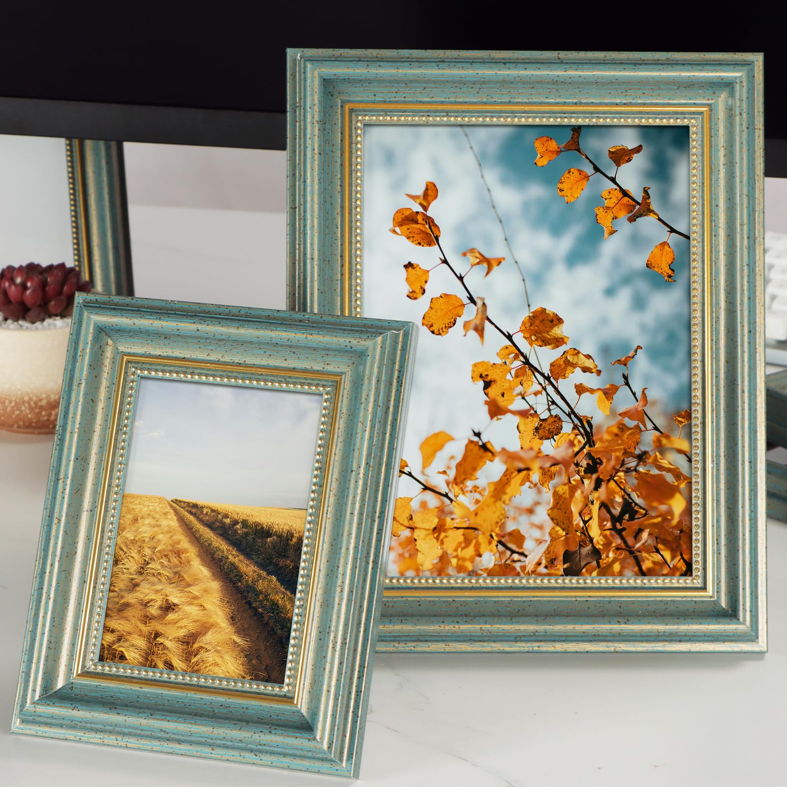 marysgift 6x4 Photo Frames Landscape & Portrait Display Photo Frame for Table Top Wall with Mount for Family Wedding Gifts 10 * 15CM for Home Office Gallery Decor (Blue19, 6 * 4") — image 1