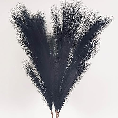 4 tallos de 43 pulgadas de hierba sintética de las pampas, grandes segmentados, pompas artificiales, ramas de hierba pomposa, flores esponjosas,