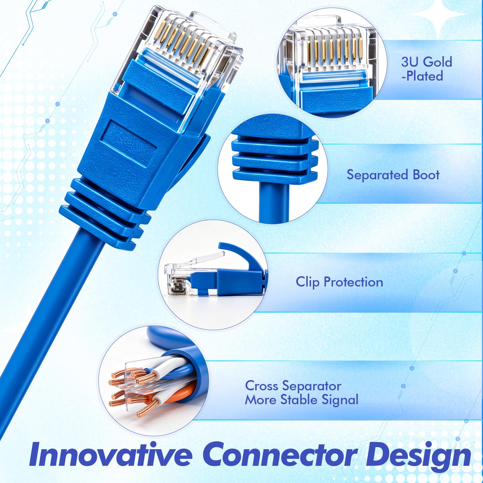 Paquete de 100 cables de conexión Cat6a a granel de 3 pies, cables Ethernet delgados, 10 gbps de alta velocidad, cable Cat6a flexible sin enganches para panel de conexión, interruptor, router