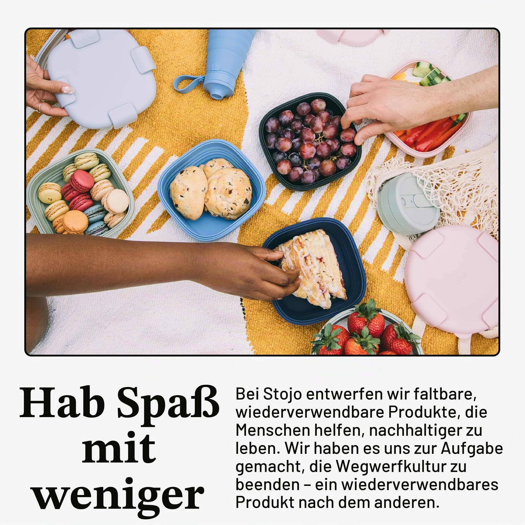 Stojo Faltbare Schüssel – Carbon, 1020 ml – wiederverwendbare Silikonschüssel für heiße und kalte Speisen – perfekt für Reisen, Mahlzeitenvorbereitung, Mittagessen zum Mitnehmen, Camping und Wandern