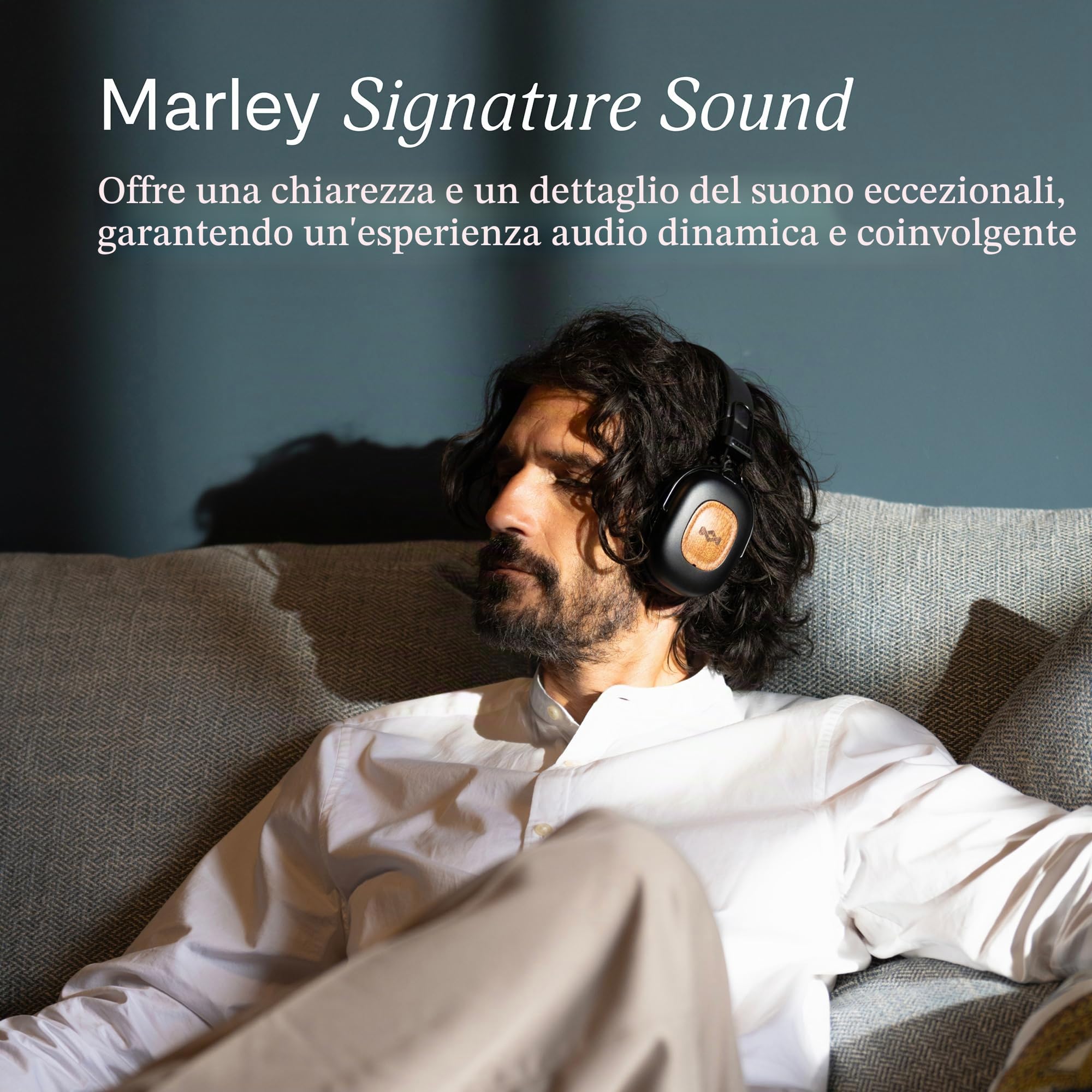 House of Marley Positive Vibration Rebel Cuffie Over-Ear ANC - Nero | Wireless Bluetooth, Cancellazione Adattiva del Rumore, Autonomia 130 Ore, IPX5, Driver da 40mm, Materiali Sostenibili