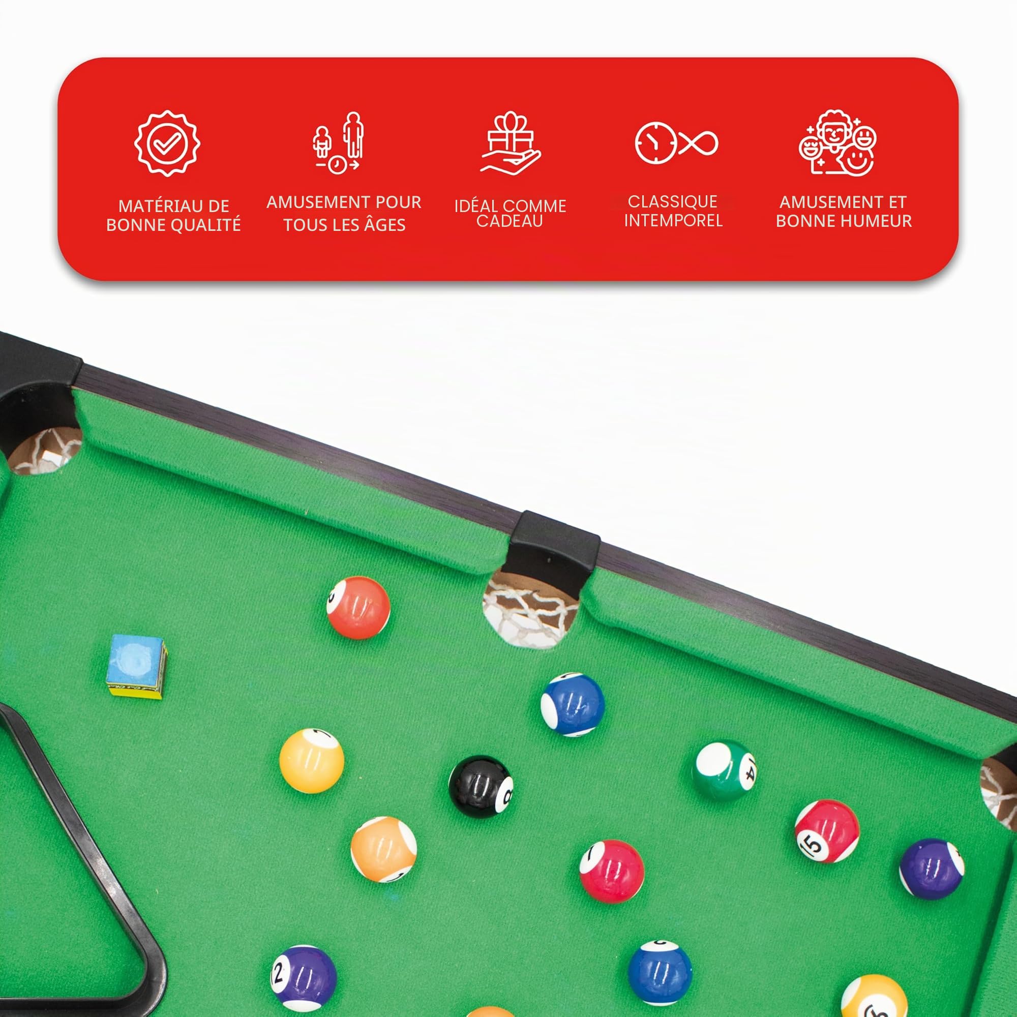 Kyto Mini-table de billard pour enfants et adultes – Table de billard compacte pour la maison ou en déplacement - Mini-table de billard pour le bureau