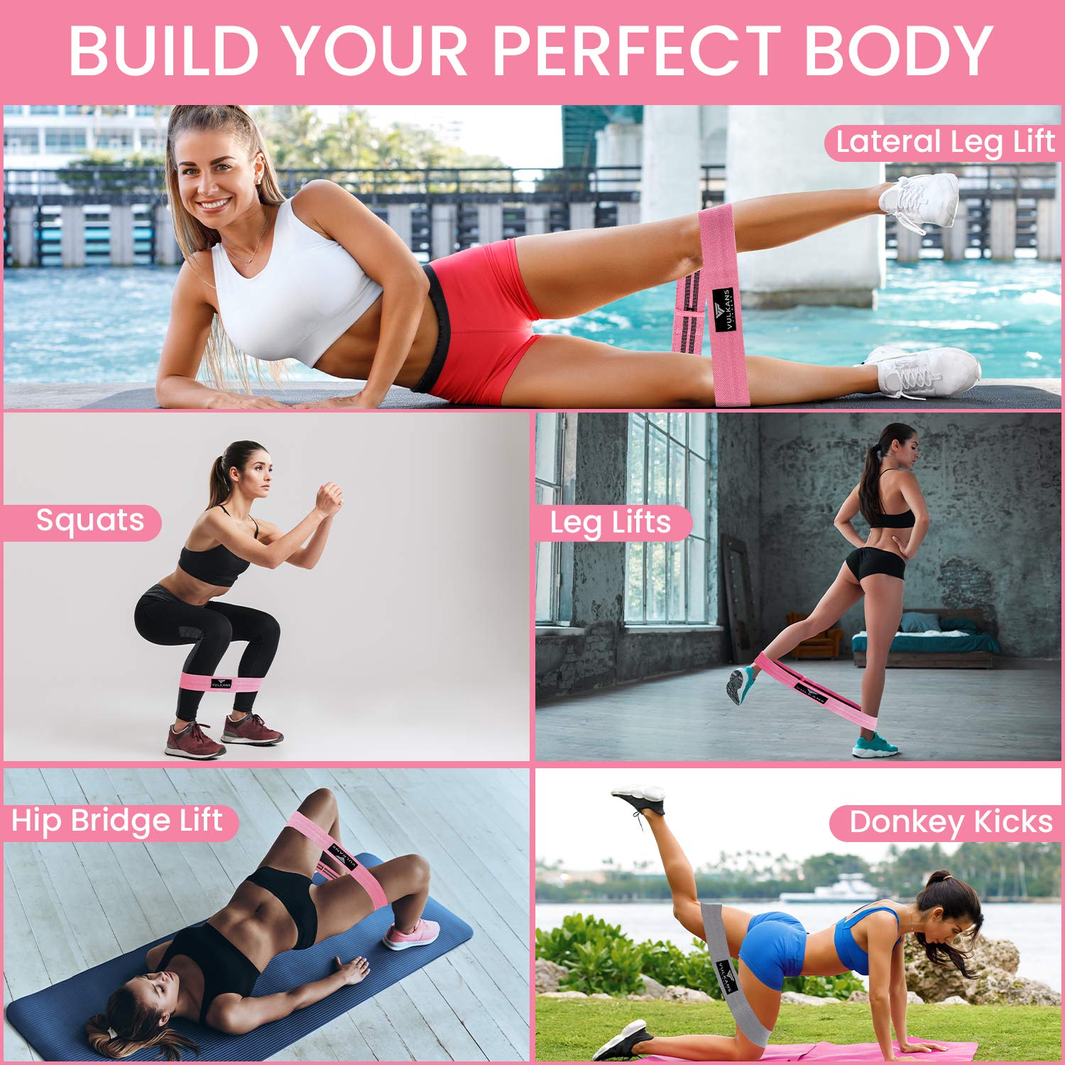 Boldfit Fabric Resistance Bands 3-Pack | Loop Hip Bands For Glutes & Legs Workout | Light, Medium, Heavy Resistance For Home & Gym