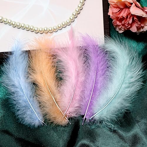 Miniatura 8 de THARAHT 200 plumas de marabú de pavo esponjosas de 4 a 6 pulgadas para decoración de atrapasueños y manualidades, plumas de marabú de pavo