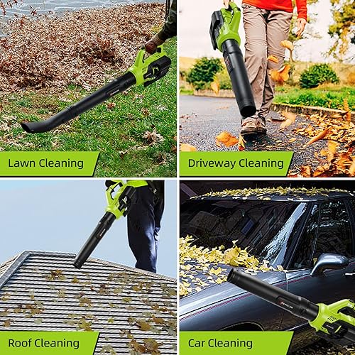 Miniatura 6 de Berscob Soplador de hojas inalámbrico, soplador de hojas a batería de 420 CFM con batería de 4.0 Ah y cargador rápido, modo de 2 velocidades,