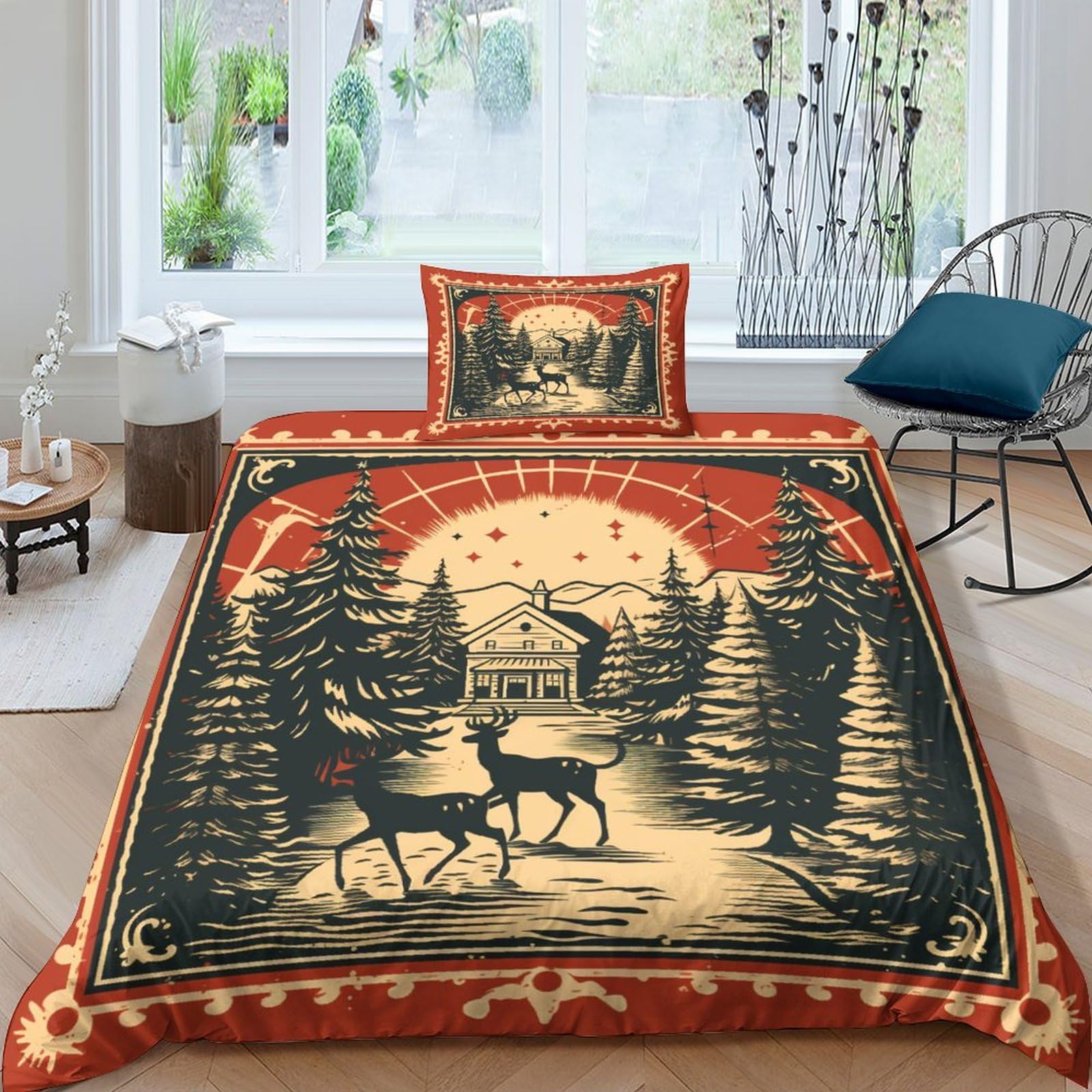 Housse de couette Noël 135x200cm pour transformer la chambre des enfants en hiver