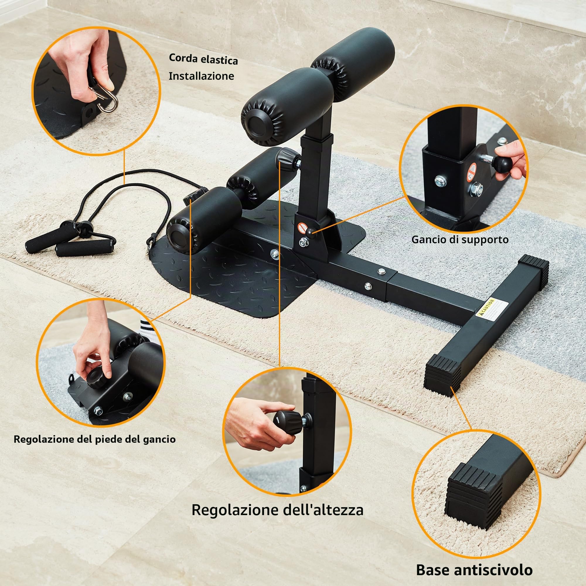 leikefitness Deep Sissy Squat Bench Core Training - Attrezzatura multifunzione per gambe a casa, palestra