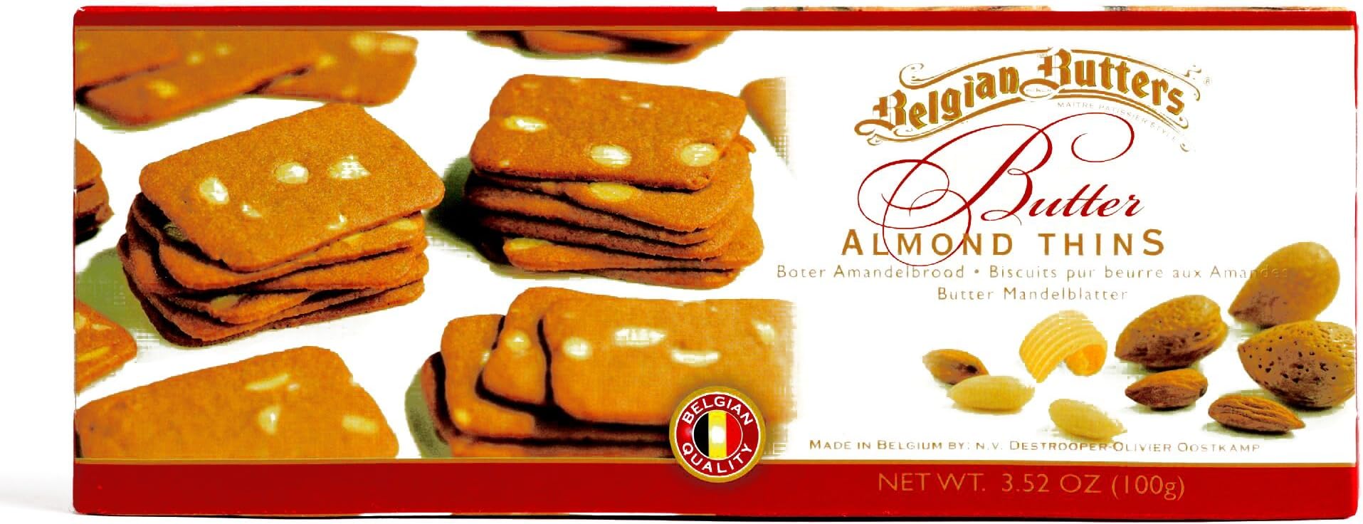 Belgian Butters Almond Thins 3.52 oz each (3 Items Per Order)