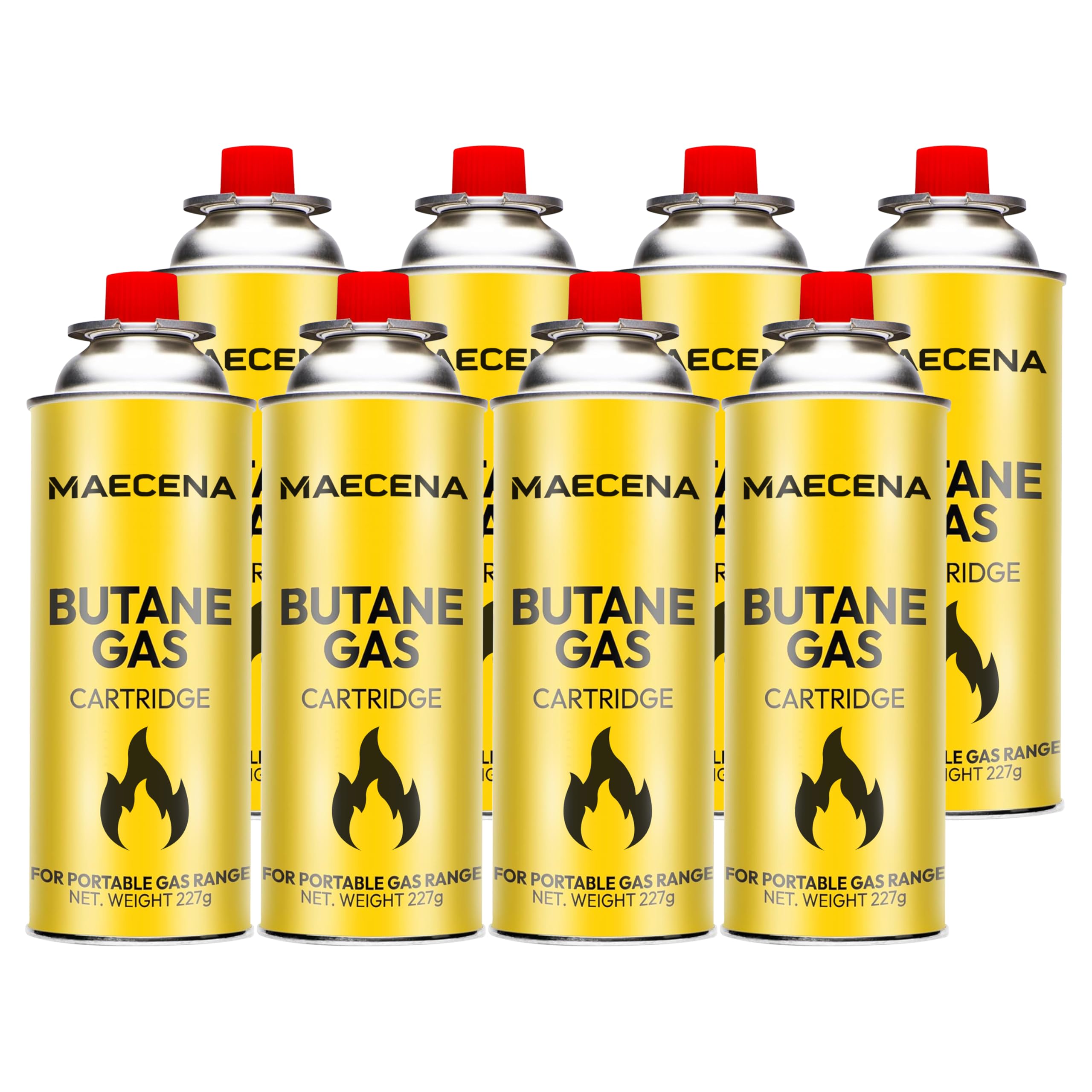 Butane Gas Canisters (Pack of 8) Universal Fit for Camping Stoves, BBQs, Heaters, Blow Torchs & More – Lightweight, Leak-Proof, High-Efficiency Fuel Bottles for Outdoor Use