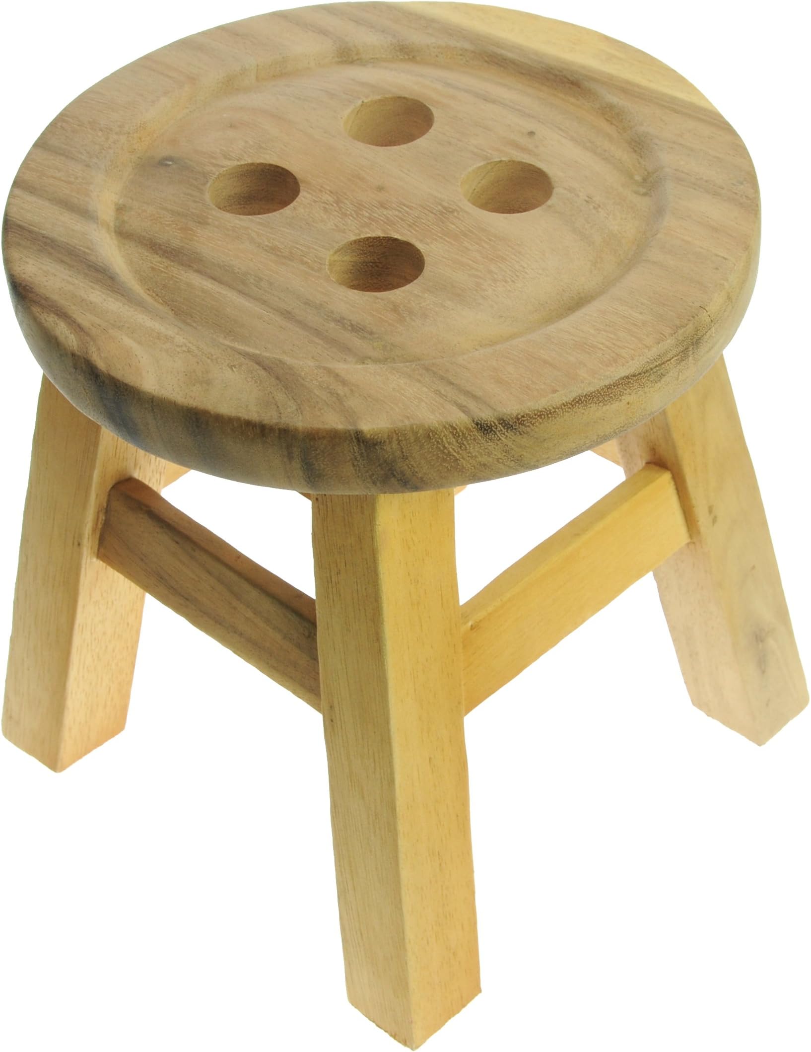 Natural Button Stool - Wooden (23 x 25 x 25)