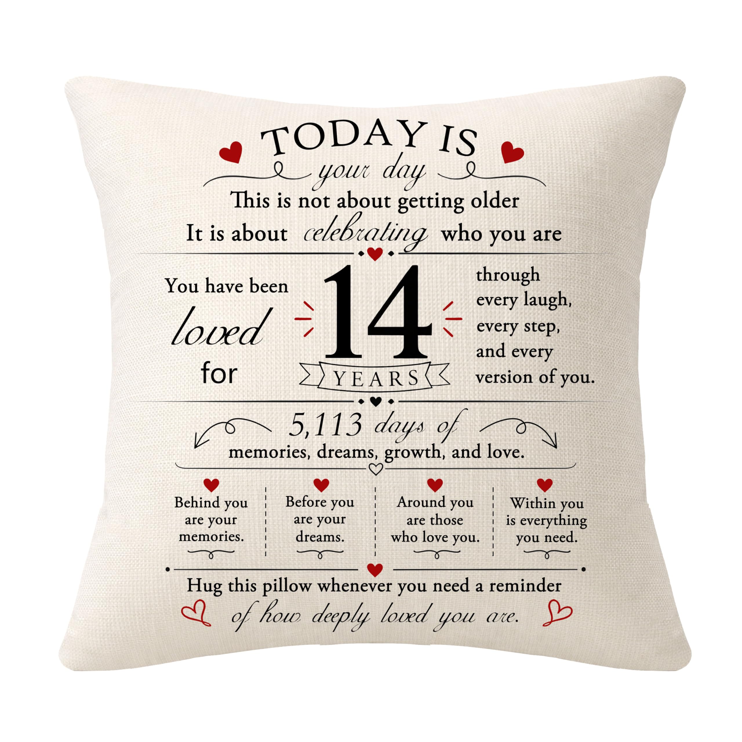 Bommex 14th Birthday Gift Cushion Covers for Girls Boys