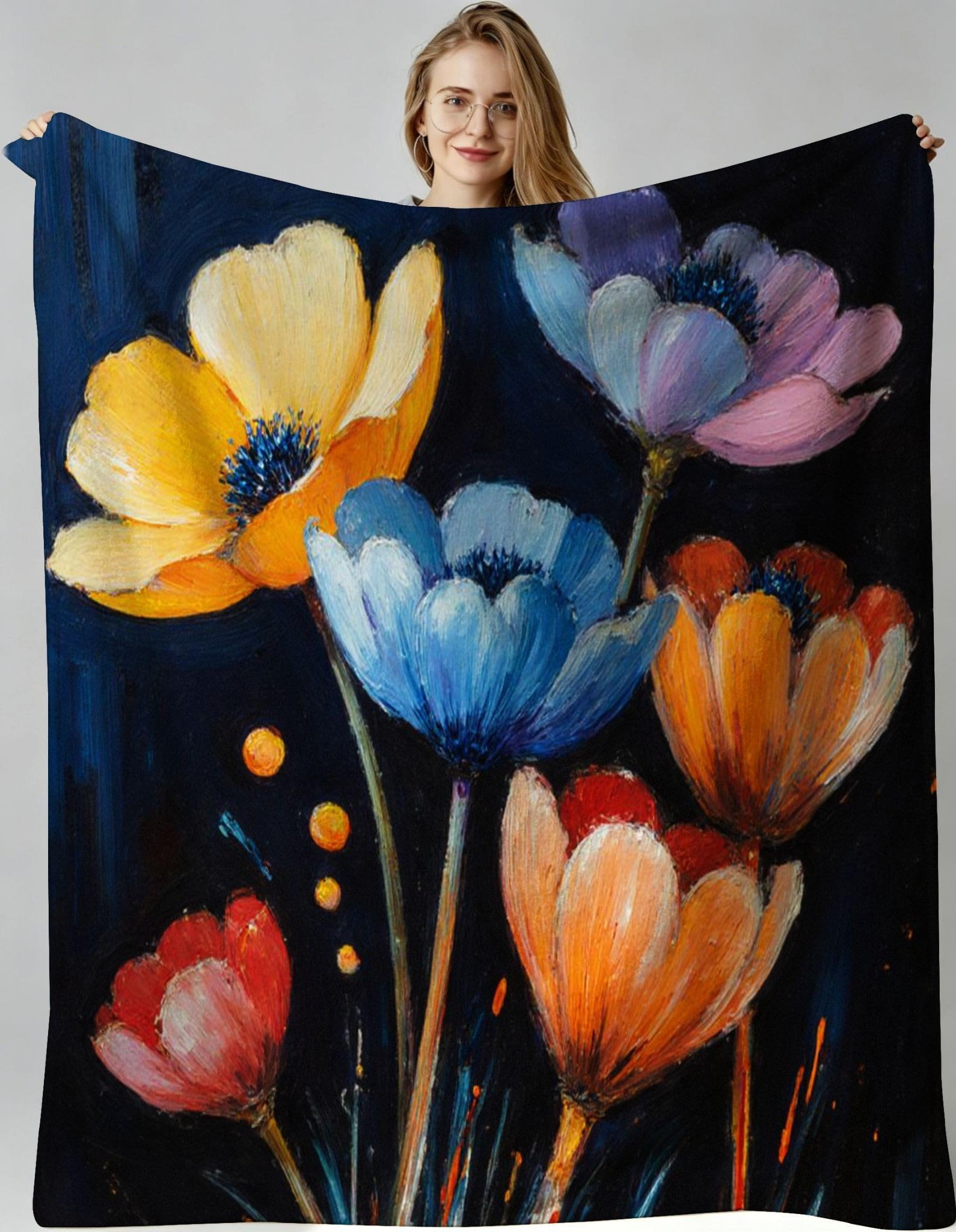 Couverture flanelle polaire femme fleurs 130x150 légère quatre saisons