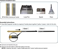 Vista 4 de Four Paws Juego de 3 piezas de rastrillo de acero inoxidable de mango largo para excrementos de perro, pala y sartén, herramienta de recolección