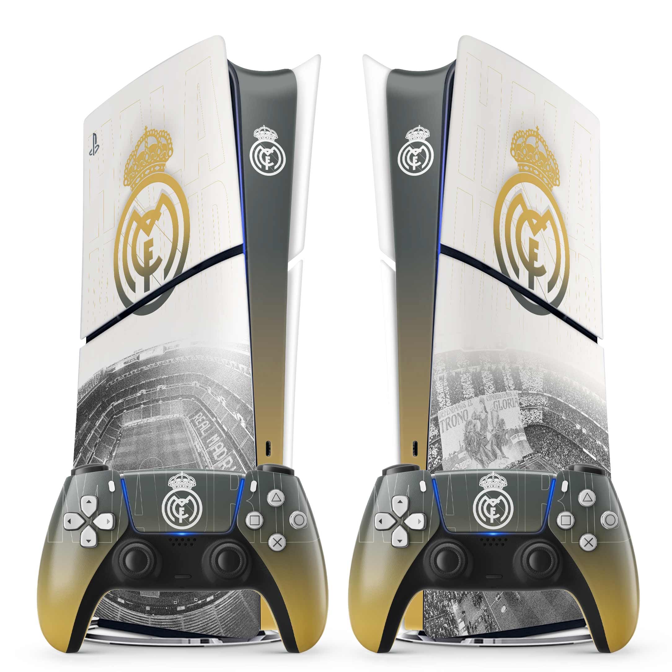PS5 Football Sticker, Adhesivo para Playstation 5 Fútbol, Consola y Mando, Slim Digital Edition, Madrid PS5 Skin (2 Mandos)
