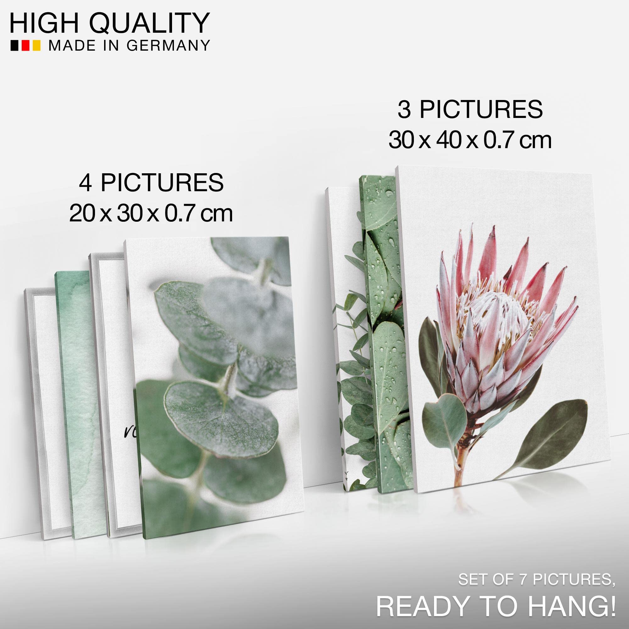 Set of Canvas - Completely Ready to Hang - Pictures for Wall - Green Leaves Plant - 7 Pieces - Living Room Bedroom N005371a - Image 2